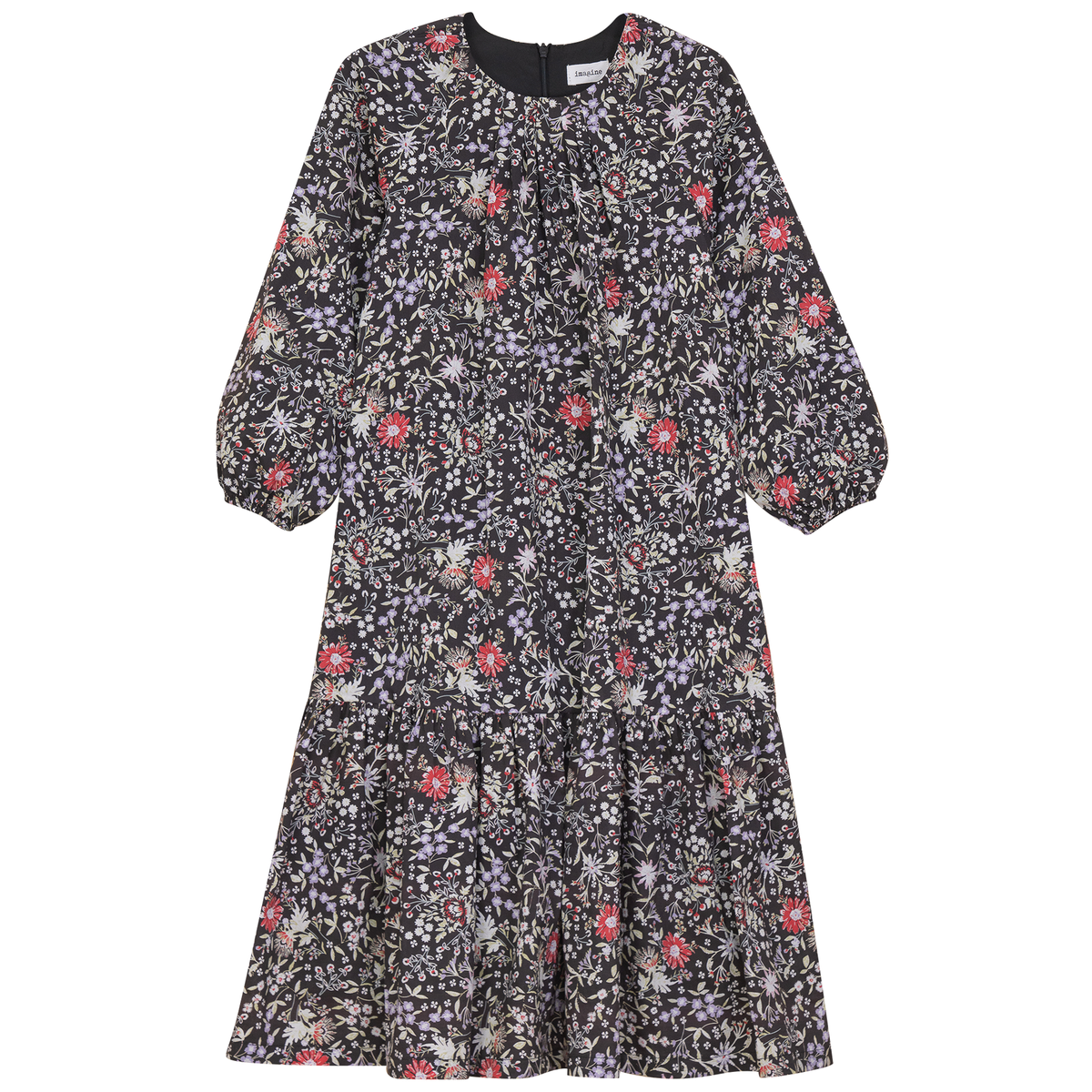 Floral Printed Dress in Black Floral by Imagine