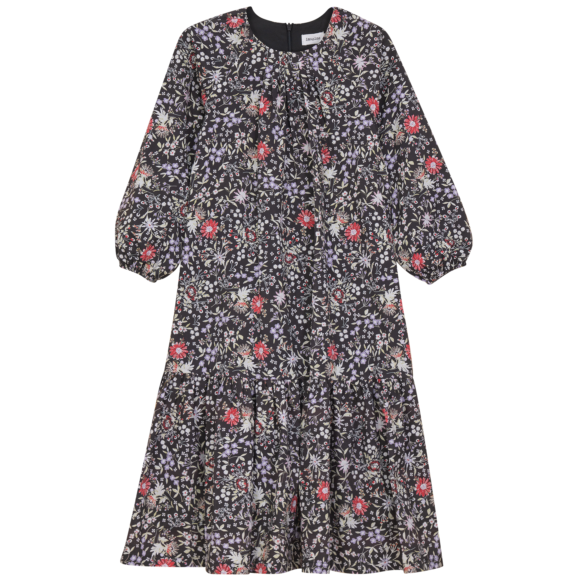 Floral Printed Dress in Black Floral by Imagine