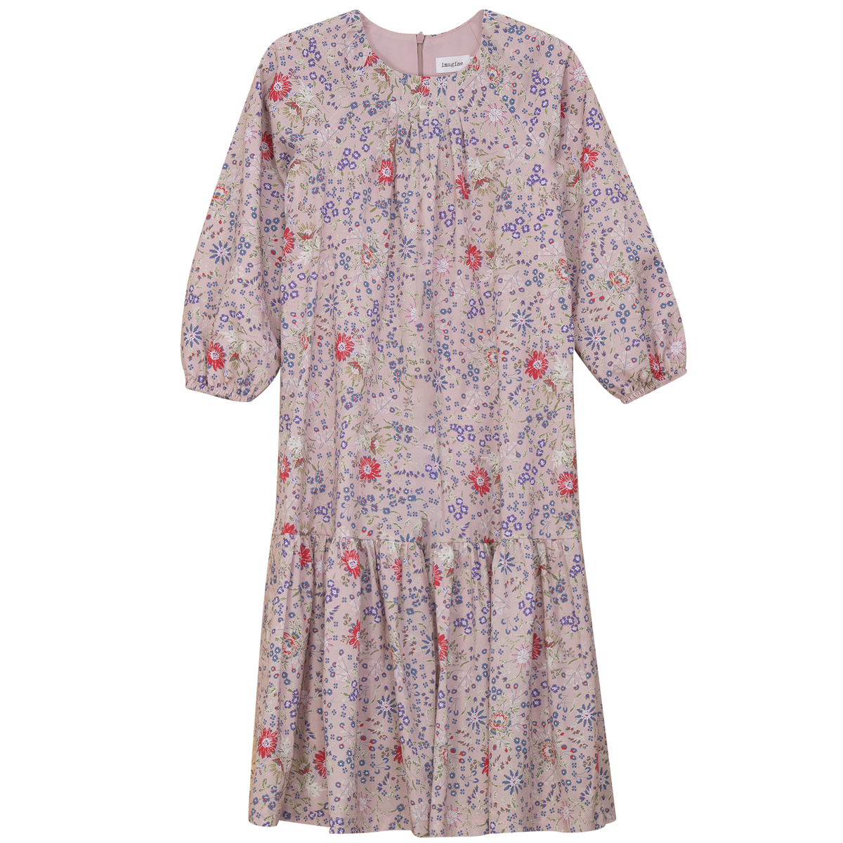 Floral Printed Dress in Pink Floral by Imagine