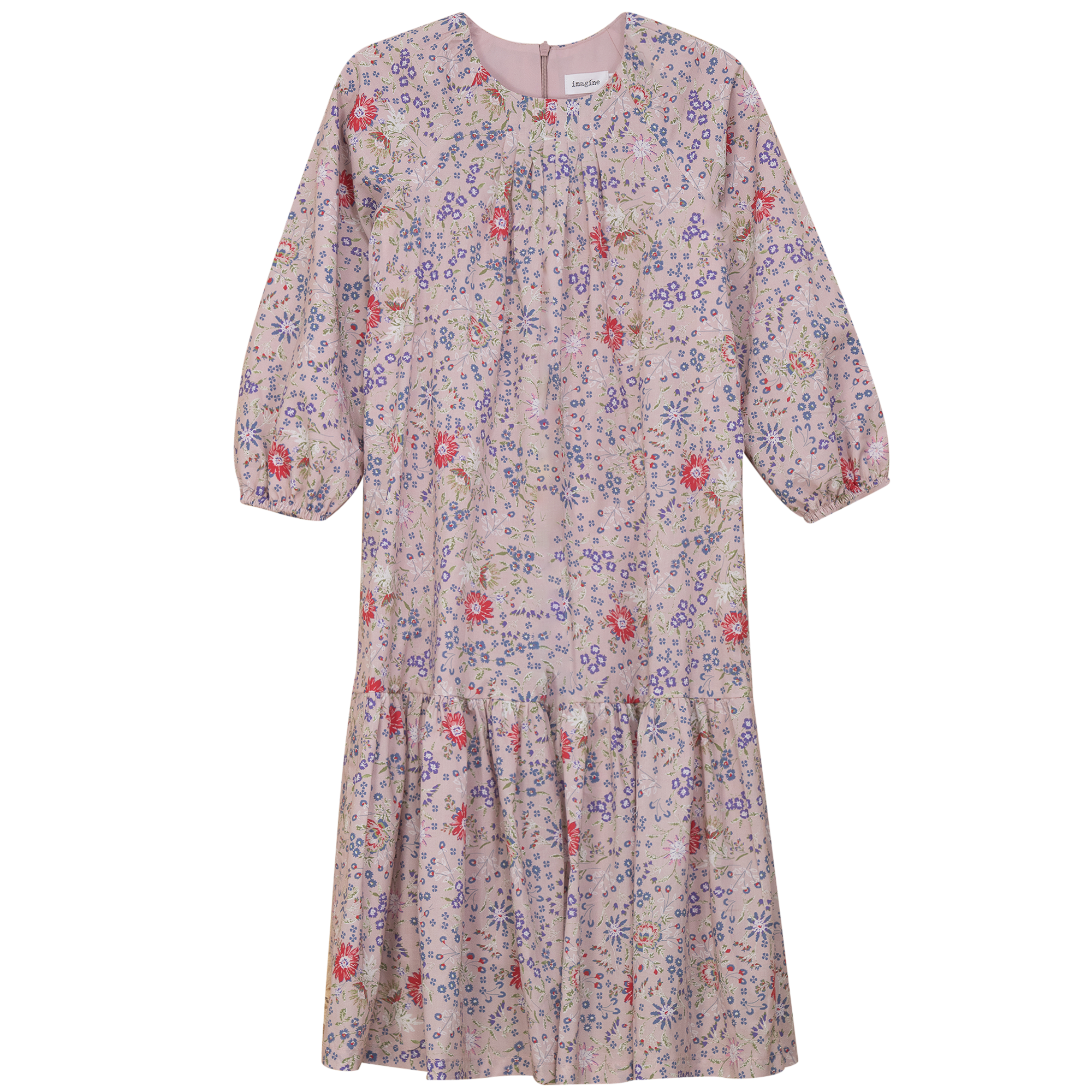 Floral Printed Dress in Pink Floral by Imagine