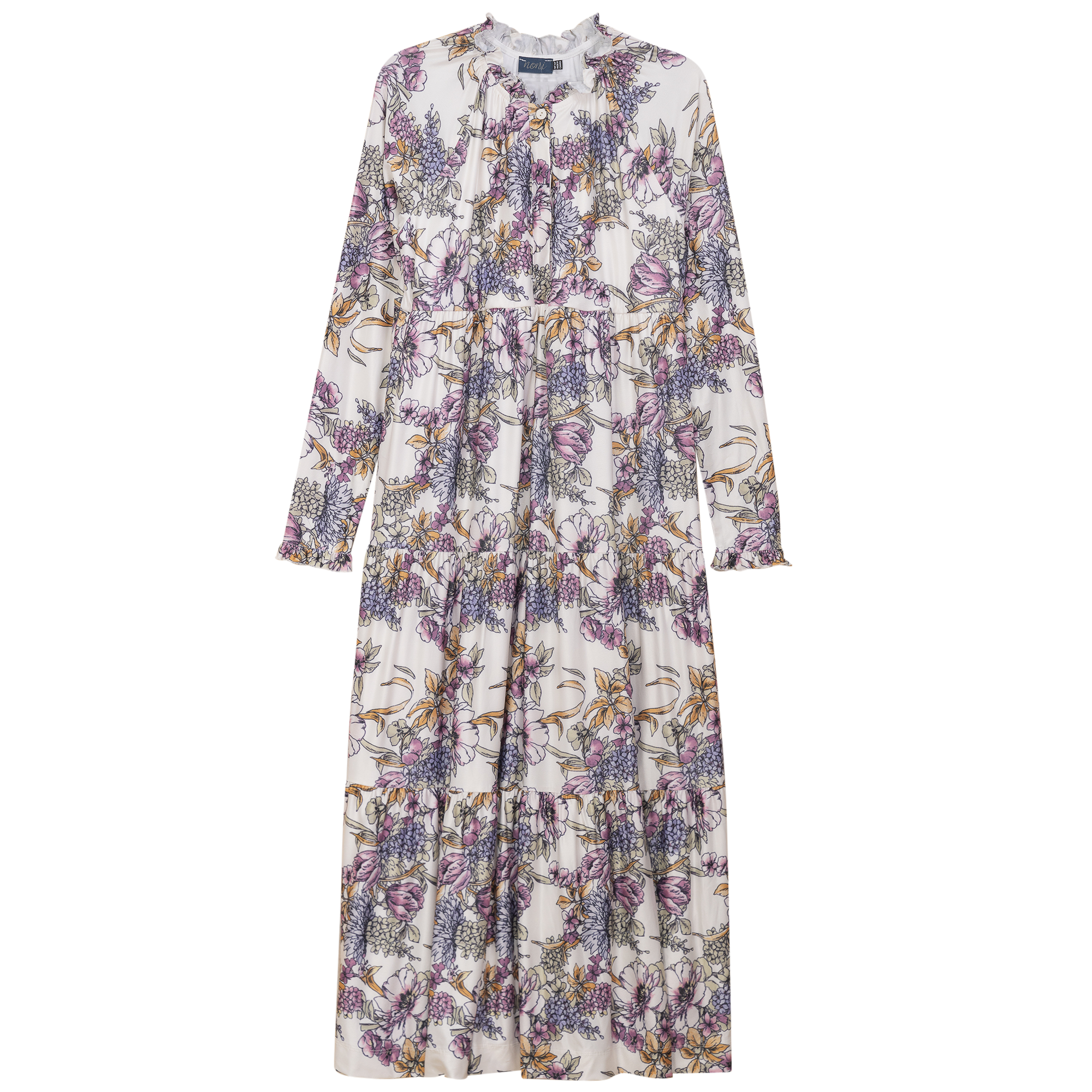 Printed Floral Dress in White Floral Print by Noni