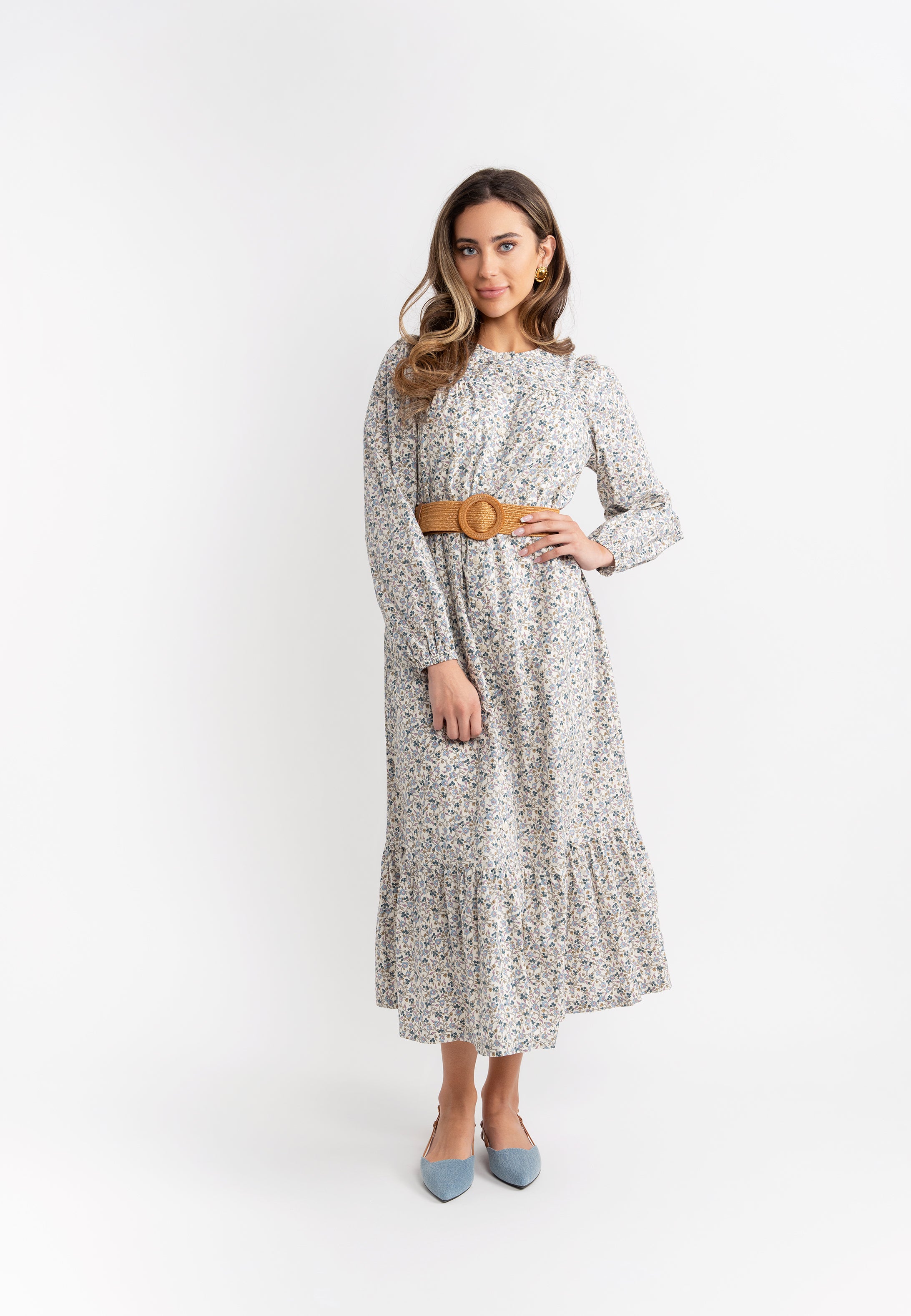 Printed Button Down Dress in by Noni