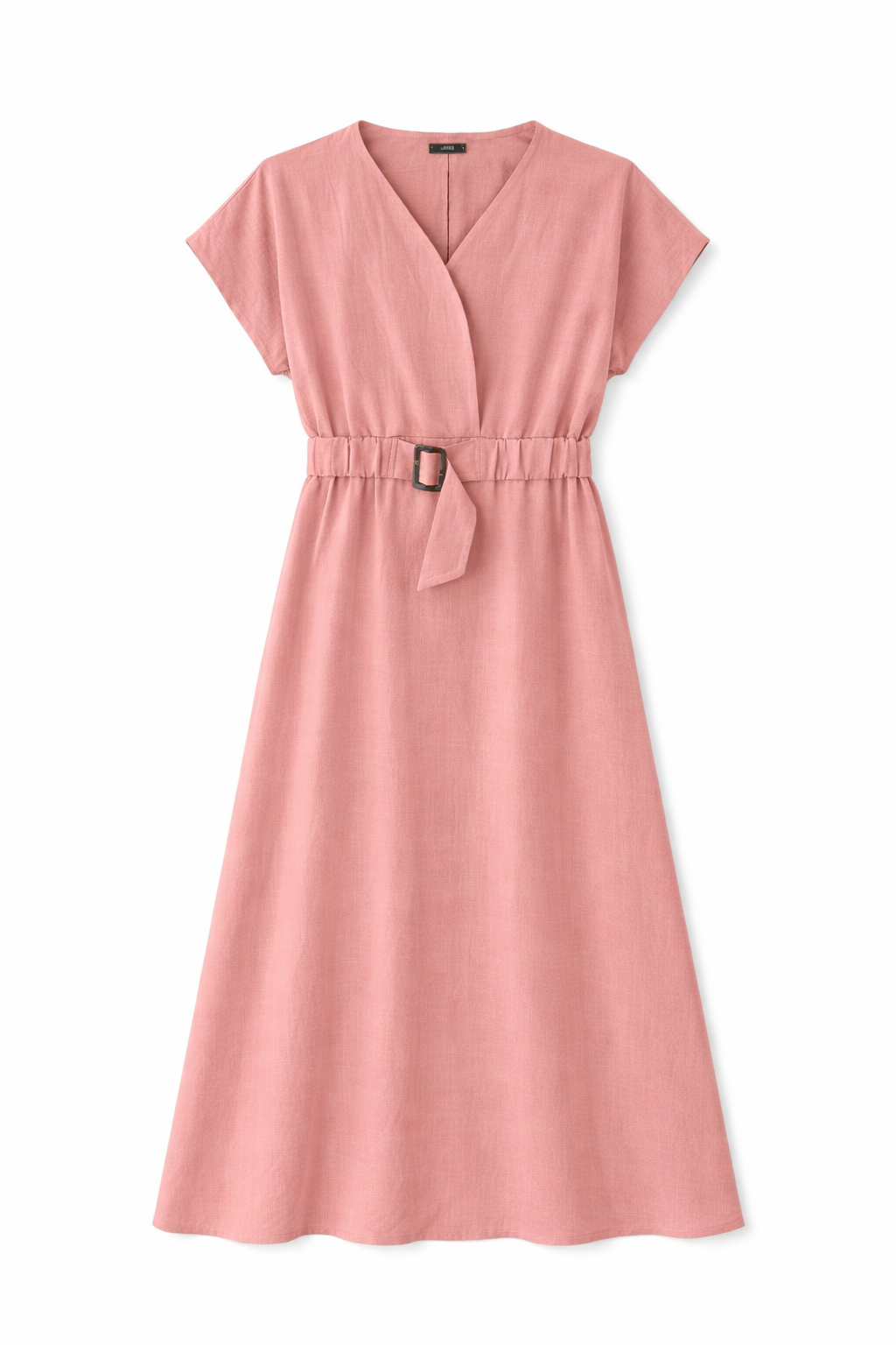 Short Sleeve Belted Midi Dress in BLUSH ROSE by Maxmrkt