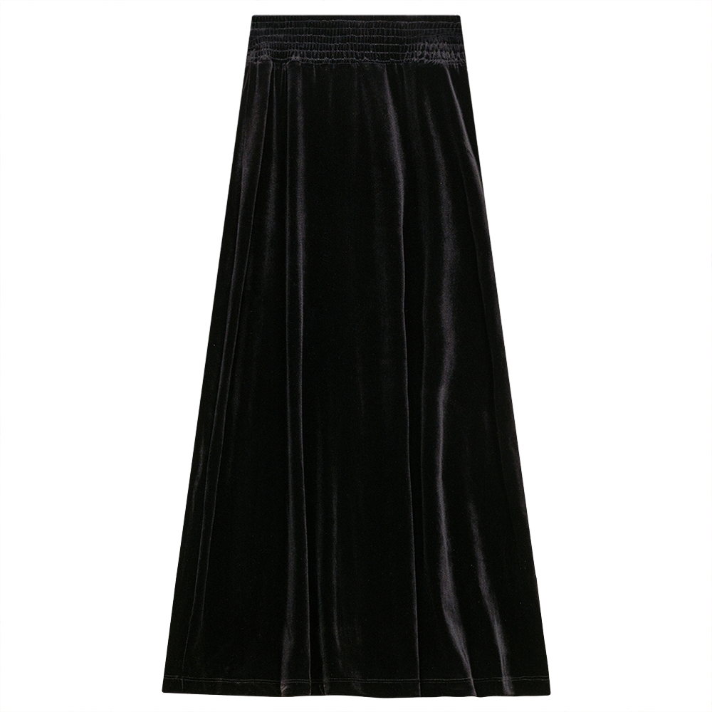 Maxi Skirt with Smocking Waist in Black by Ginger