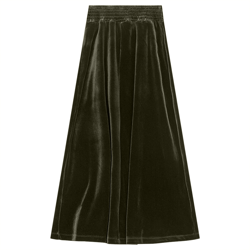 Maxi Skirt with Smocking Waist in Olive by Ginger