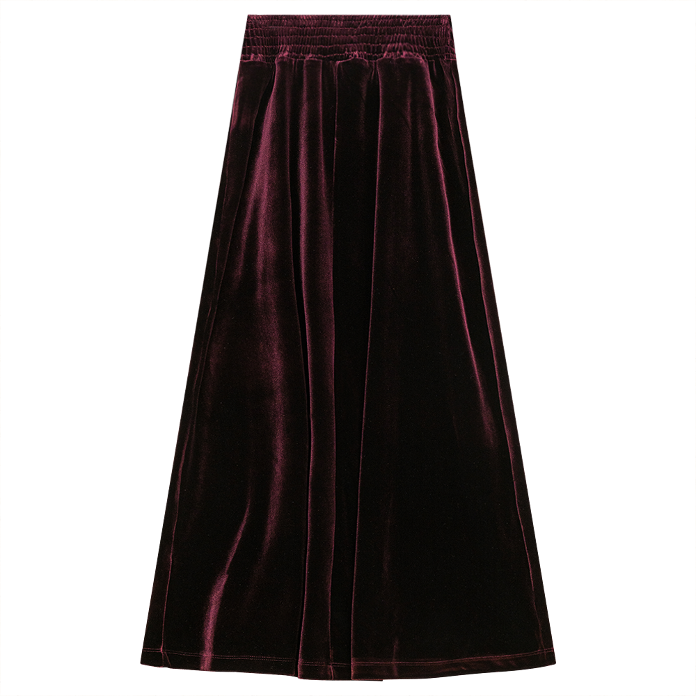 Maxi Skirt with Smocking Waist in Wine by Ginger