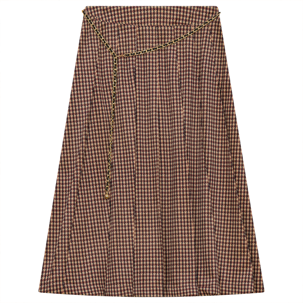 Checkered Print Pleated Skirt in Checked Print by Ginger