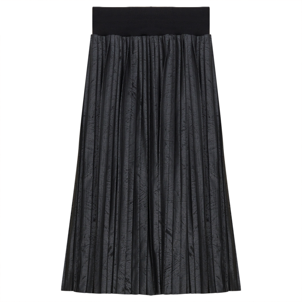Leather Pleated Skirt in Black by Ginger
