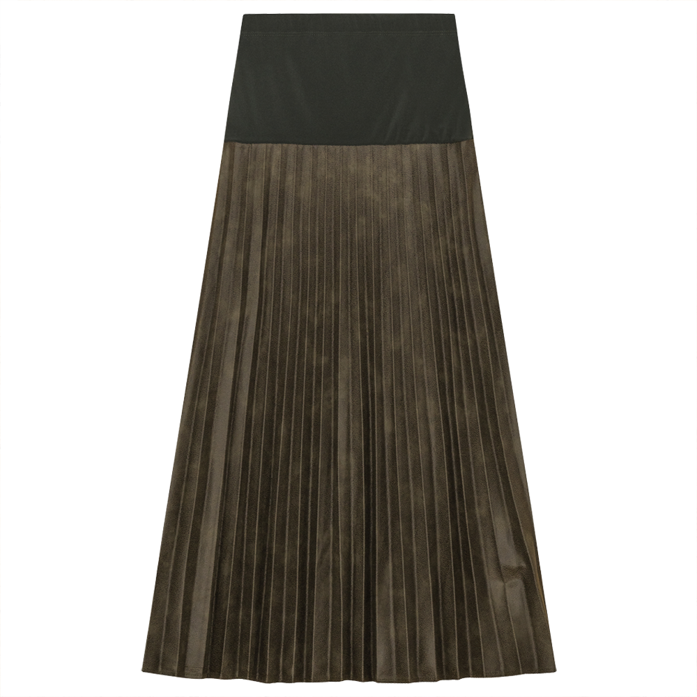Knit Pleated Skirt in Olive by MCM