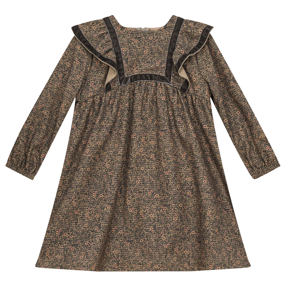 Ruffled Dress in BEIGE FLORAL by Space Grey