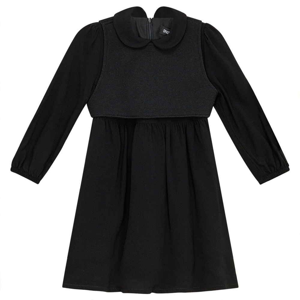 Dress with Knit Vest in Black by Space Grey