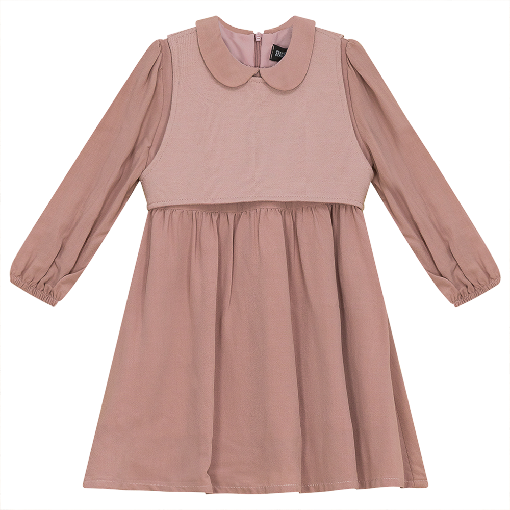 Dress with Knit Vest in Mauve by Space Grey