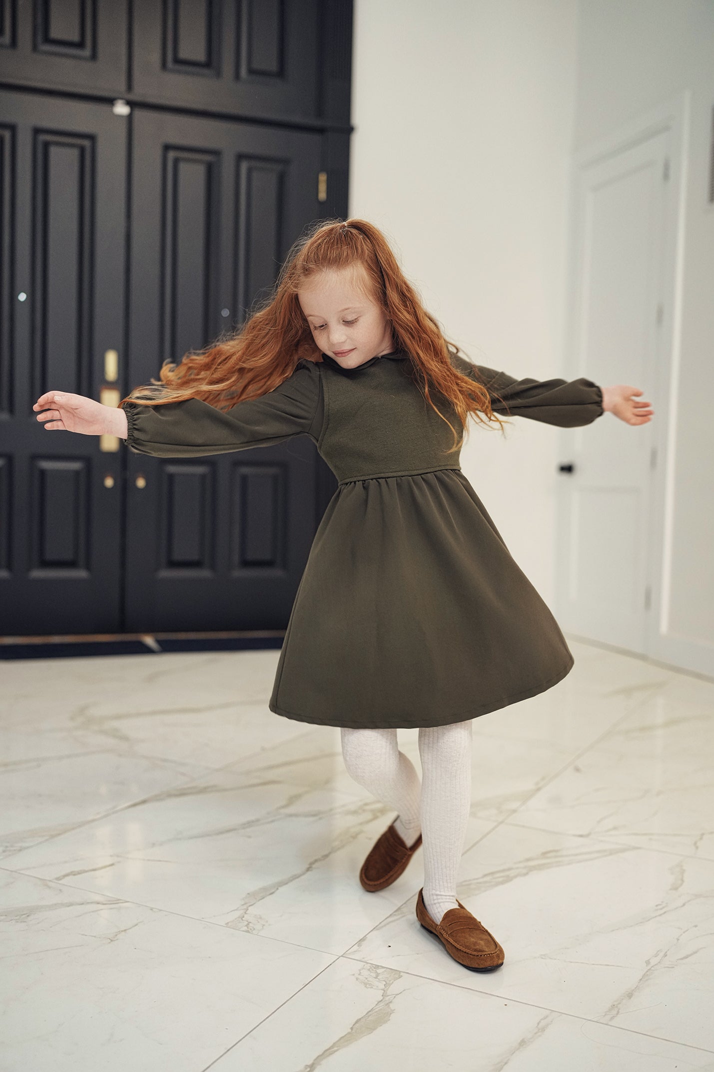 Dress with Knit Vest in by Space Grey