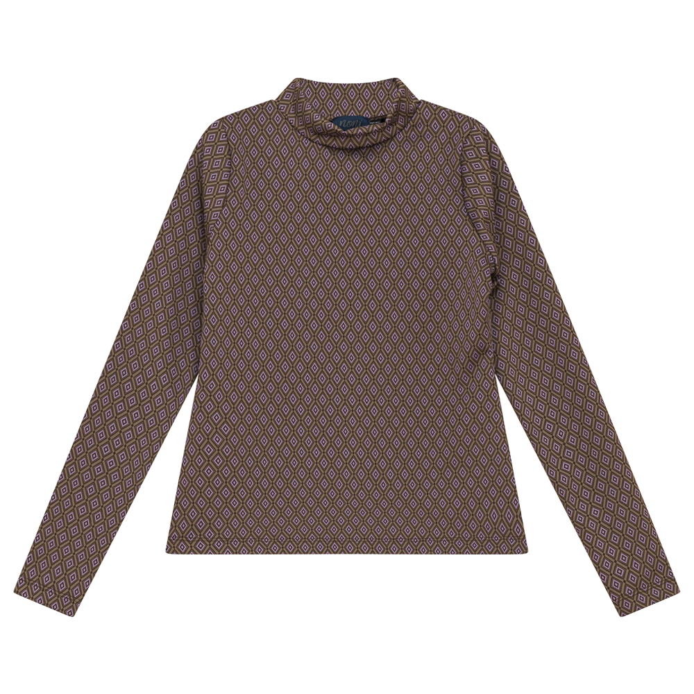 Patterned Mock Neck Top in by Noni