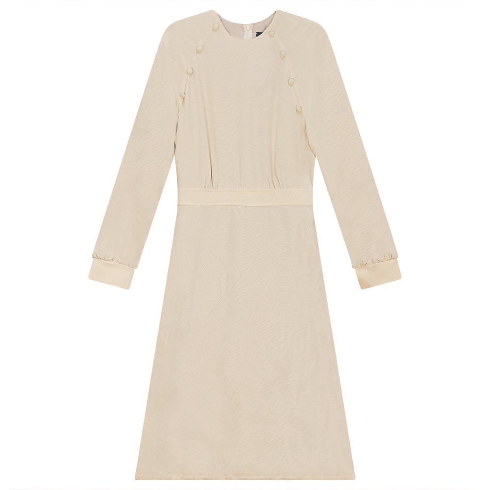 Dress with Buttoned Cuffs in Sand by Noni