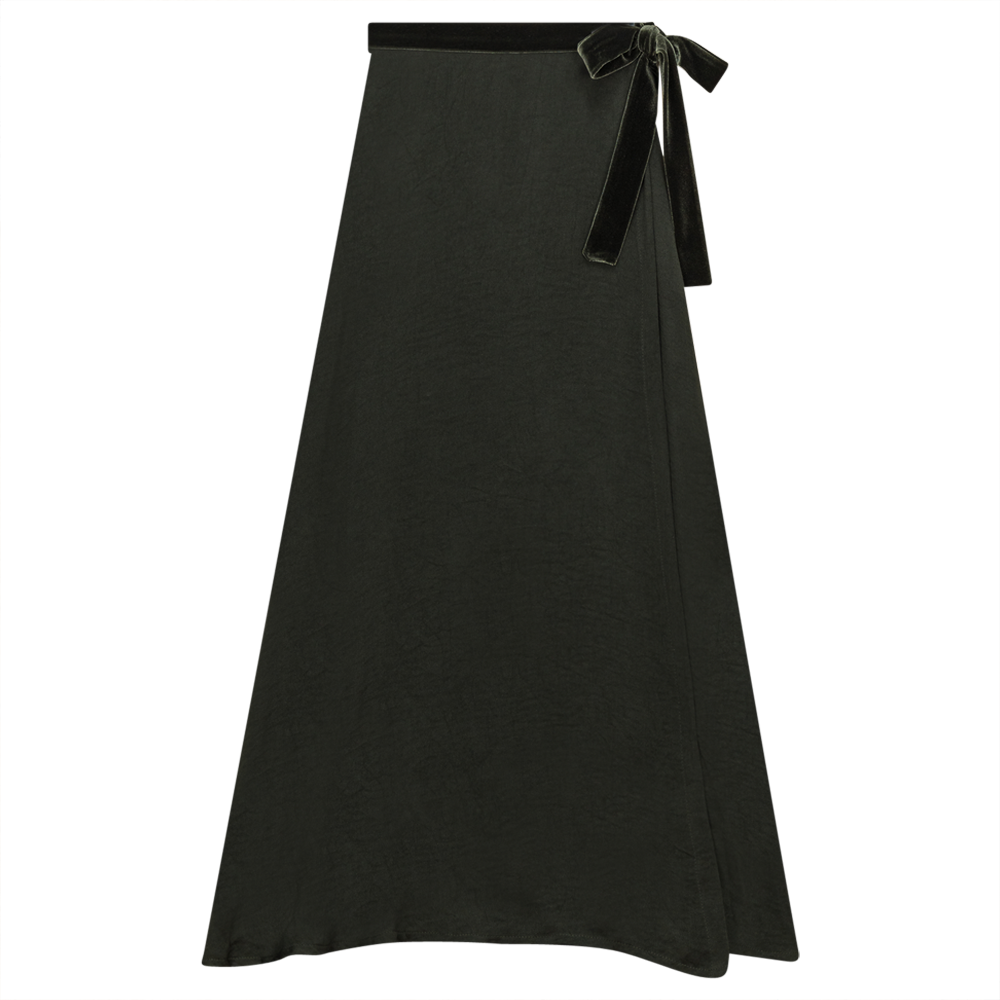 Long Skirt with Belt in Olive by Noni