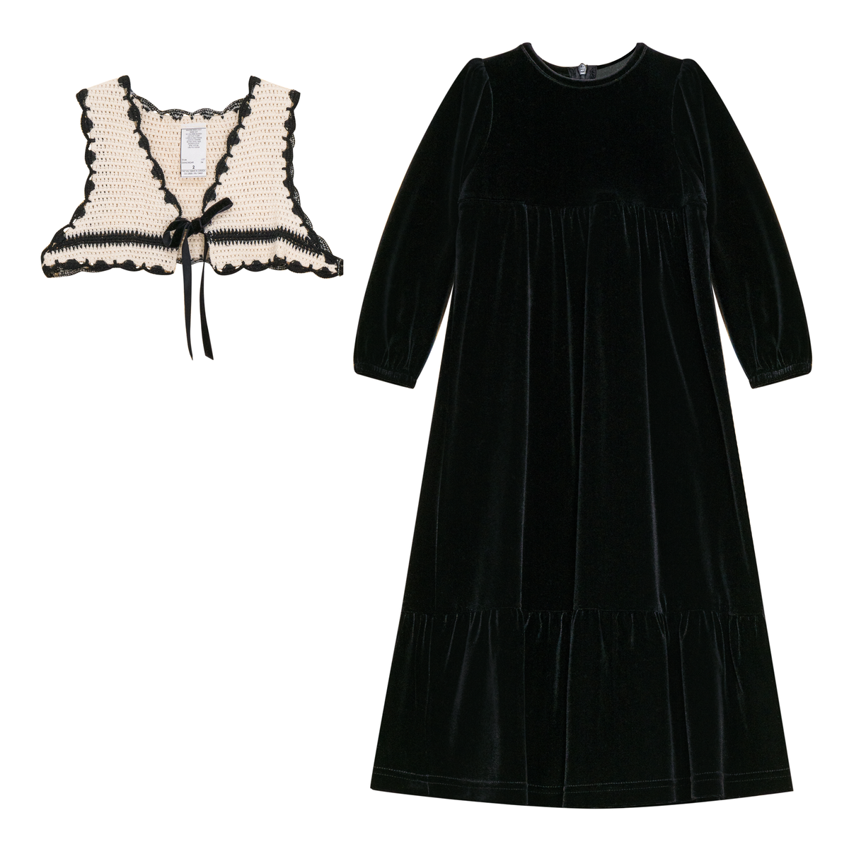 Dress with Contrast Vest in Black by Cindy