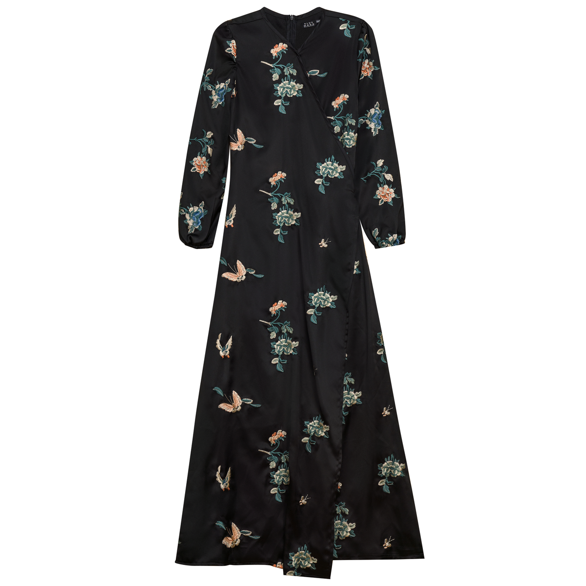 Floral Printed Wrap Dress in Black Print by Blue Moon