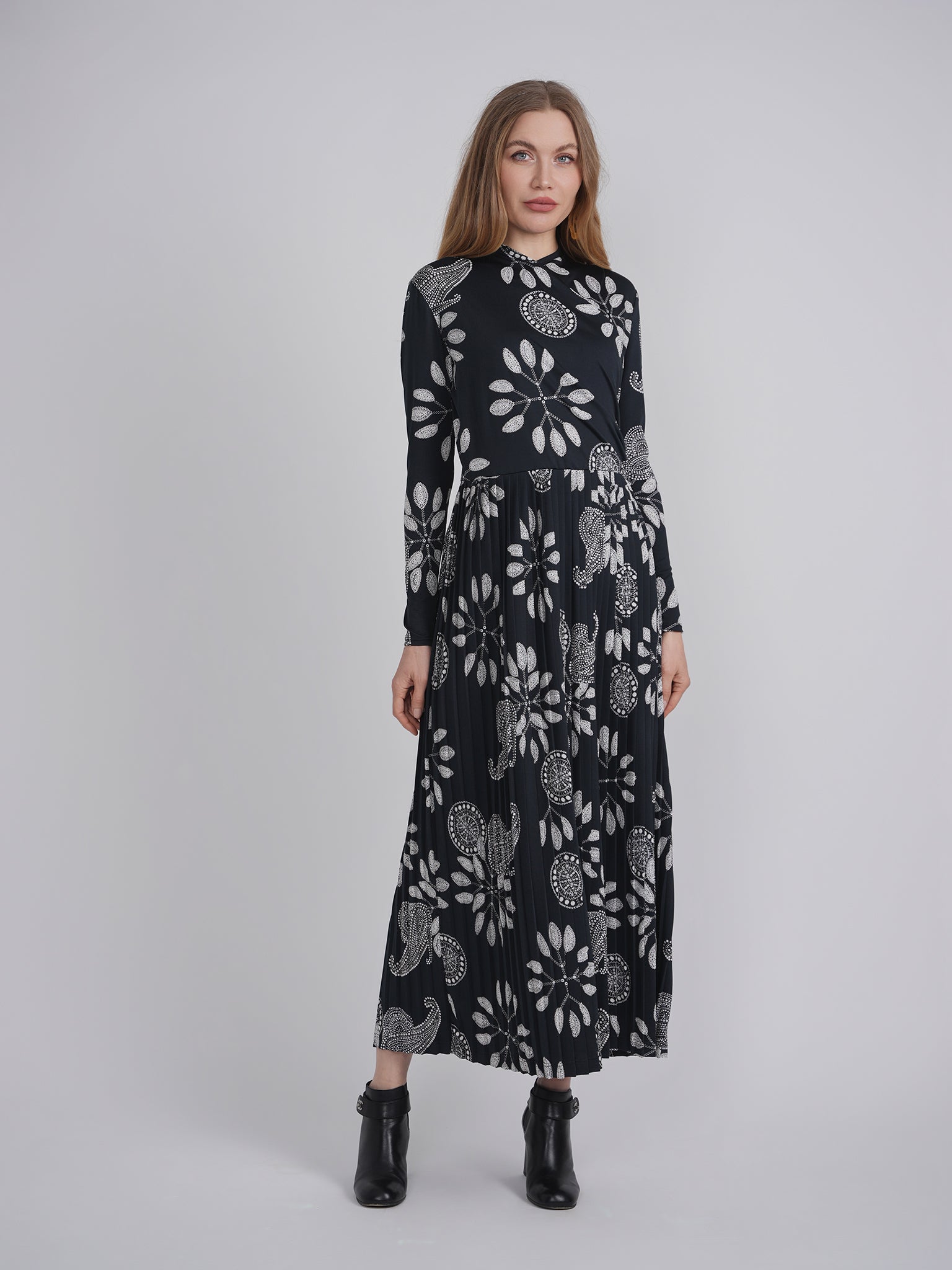 Printed Pleated Wrap Dress in by Rouge Pur Couture