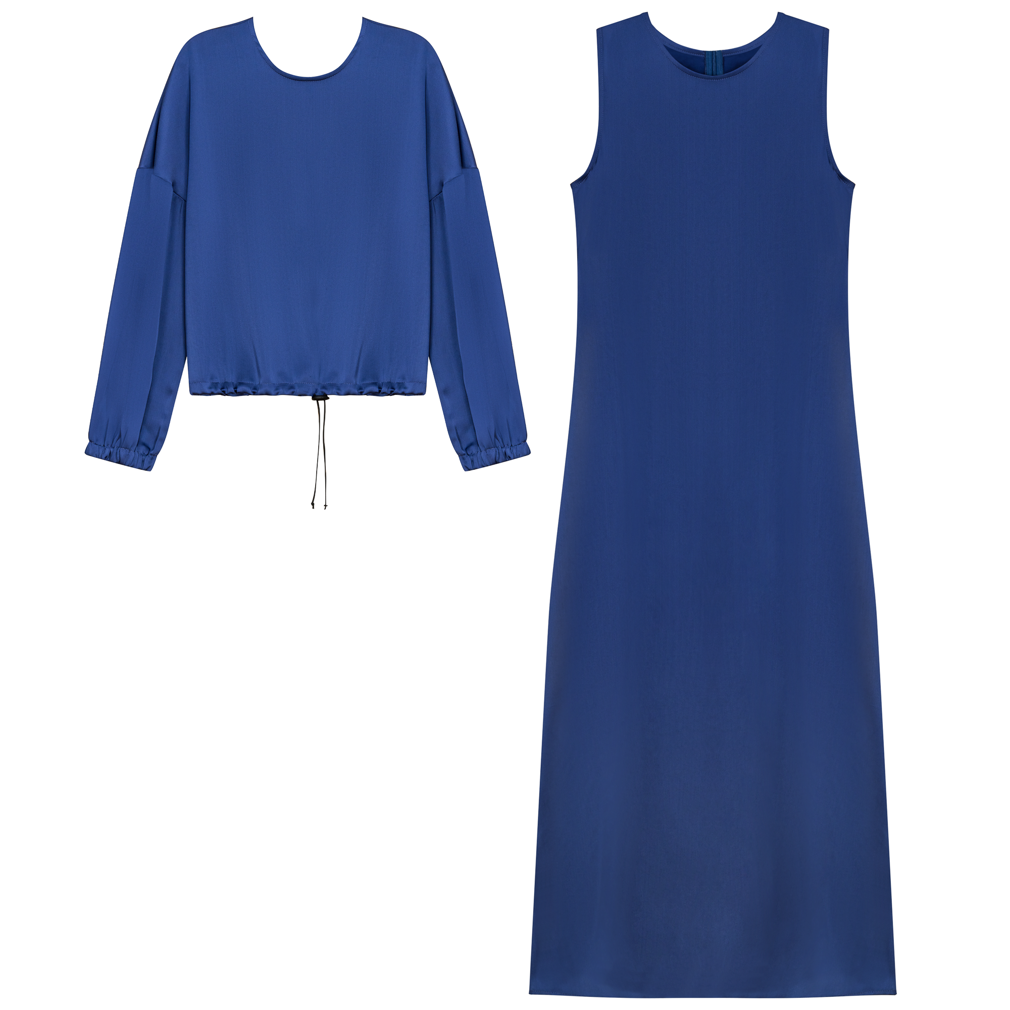 Silk Jumper and Top Set in Blue Denim by Caitlin