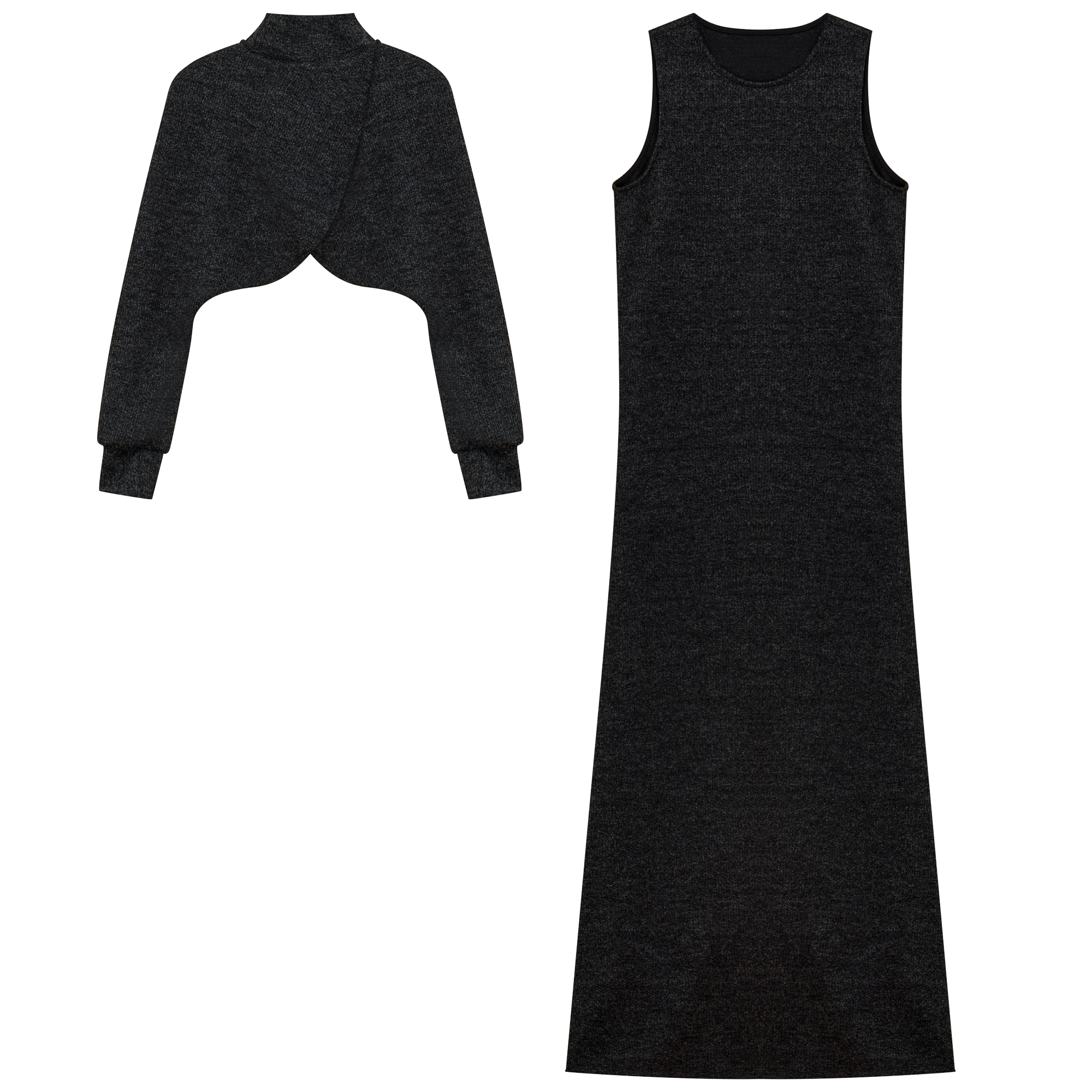 Ribbed Maxi 2Pc Set in Black Mix by Blanc et Noir