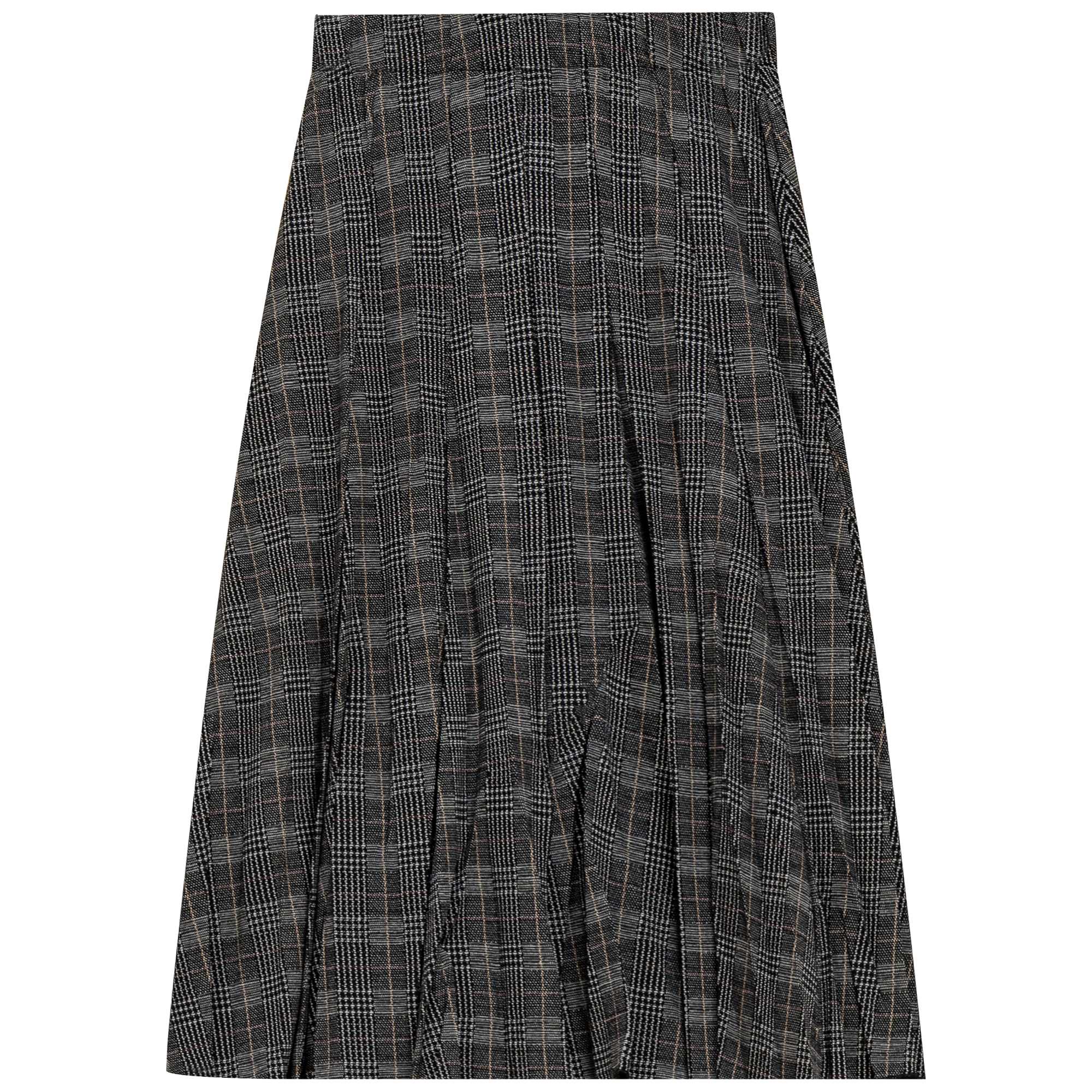 Printed Panelled Skirt in Grey Plaid by Ginger