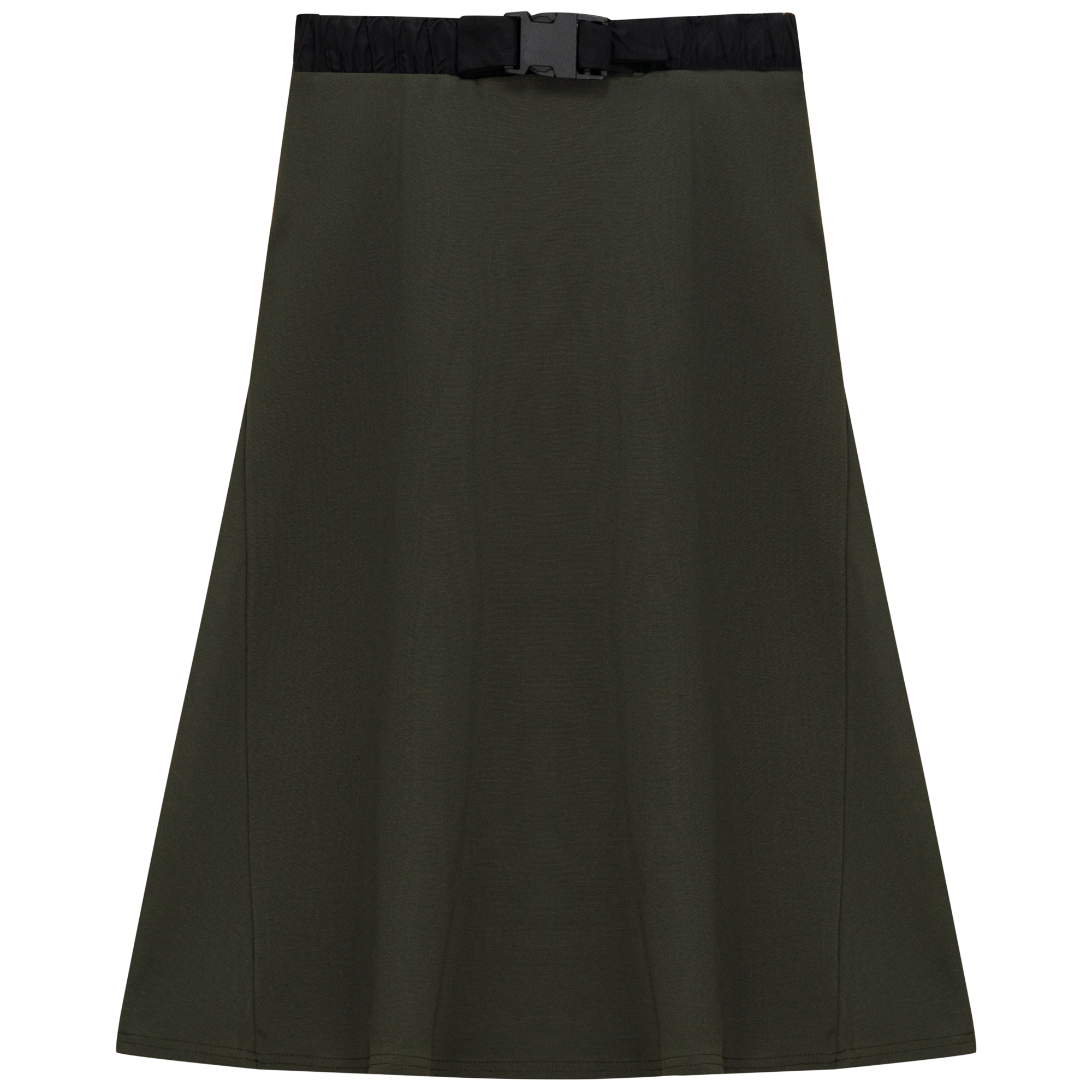 Skirt with Belt Buckle in Olive Black by Ginger