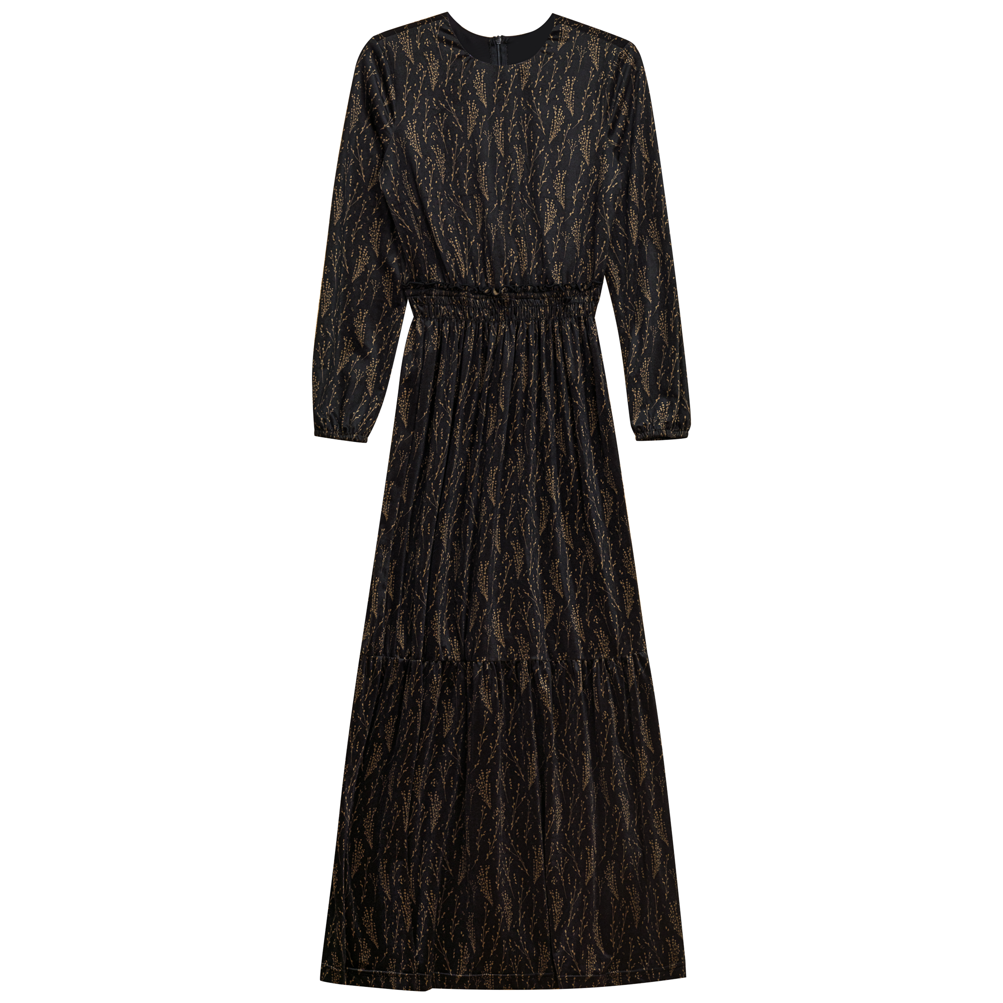 Printed Maxi Dress in Black Print by Note