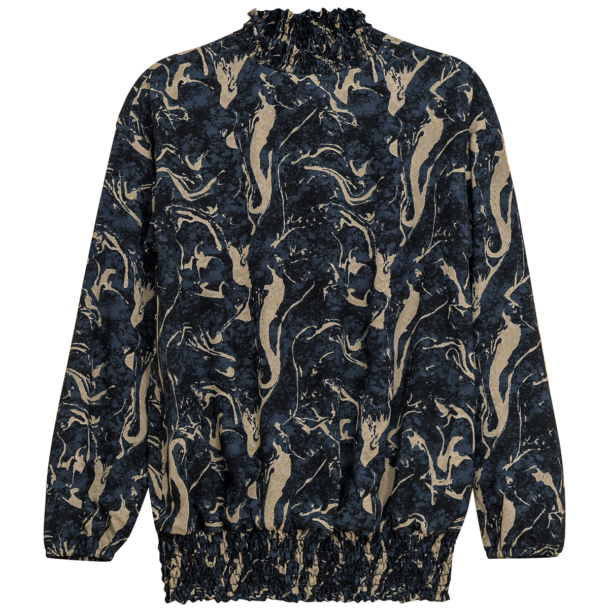 Printed Top in Navy Taupe by Mini + Me