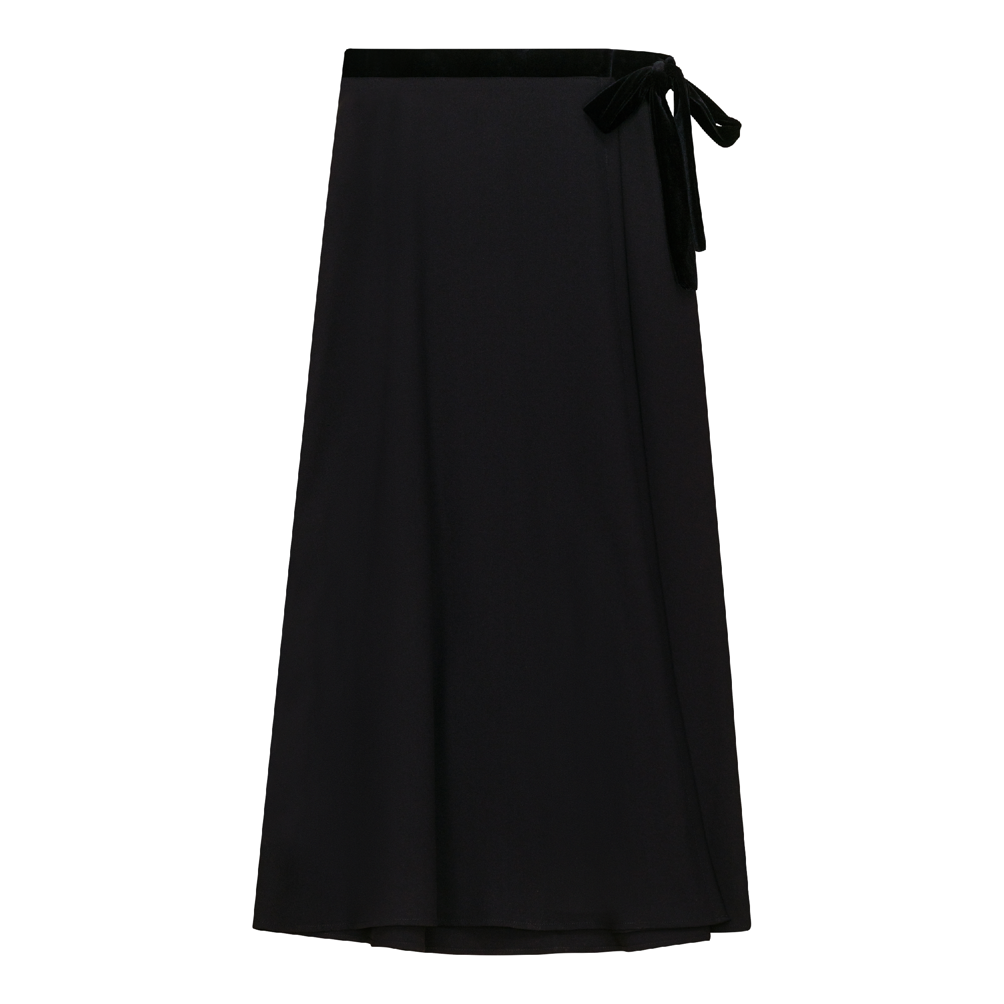 Wrap Skirt with Velour Belt in Black by Noni