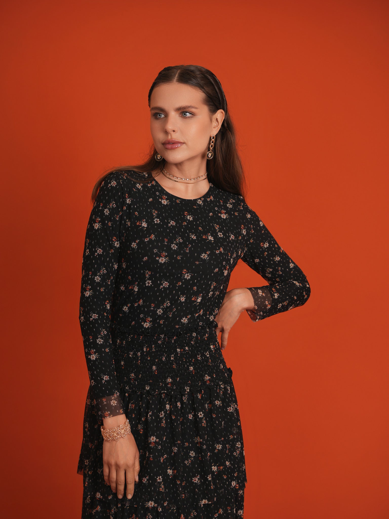 Floral Printed 2Pc Set in Black Floral by Noni