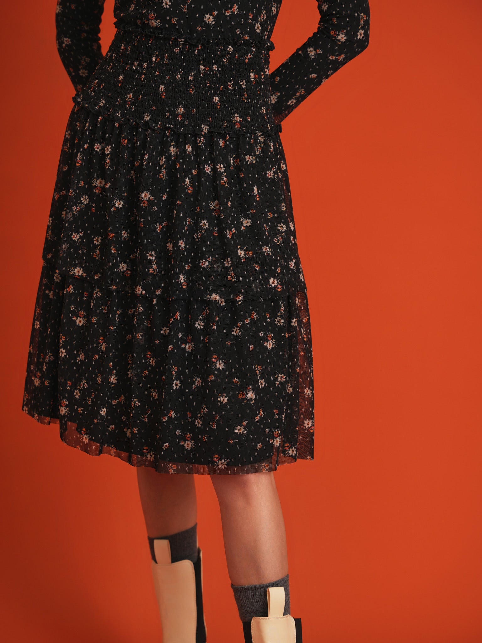 Floral Printed 2Pc Set in Black Floral by Noni