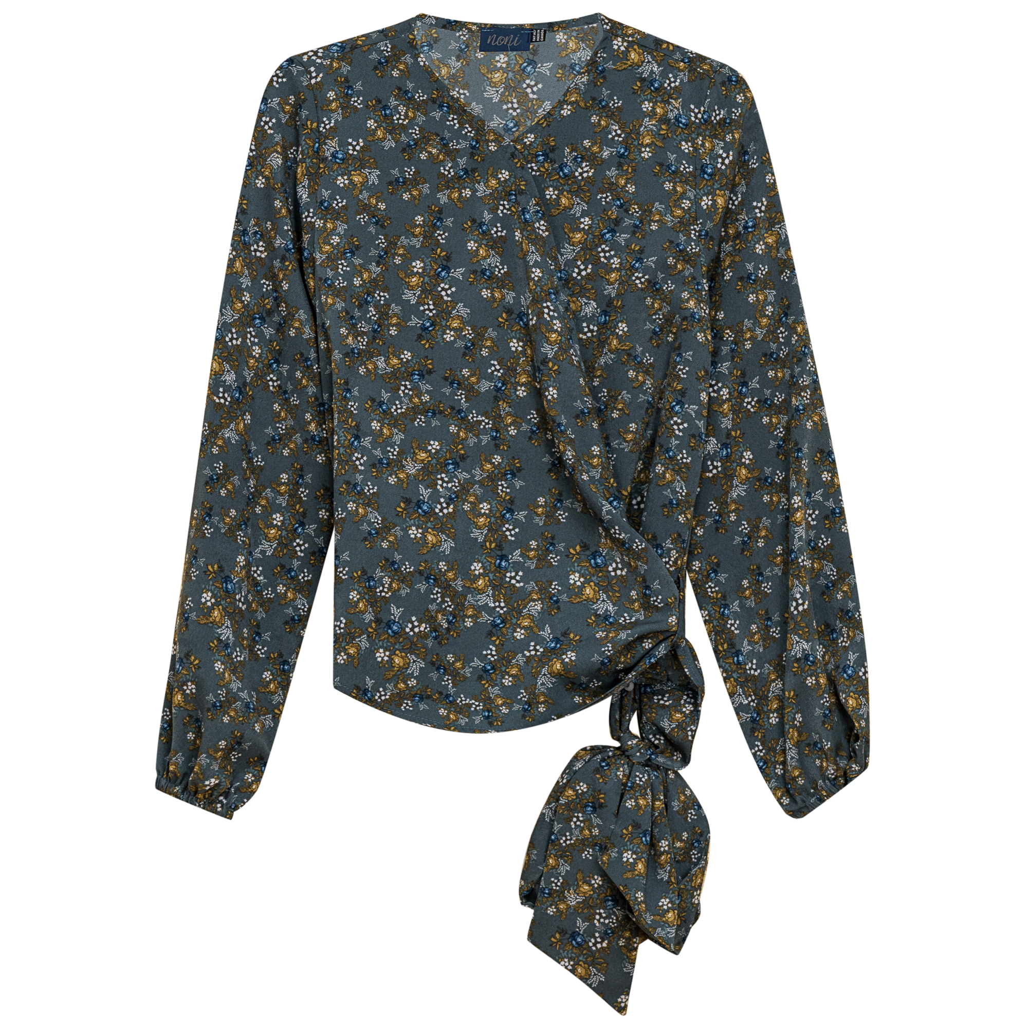 Woven Wrap Blouse in Blue by Noni