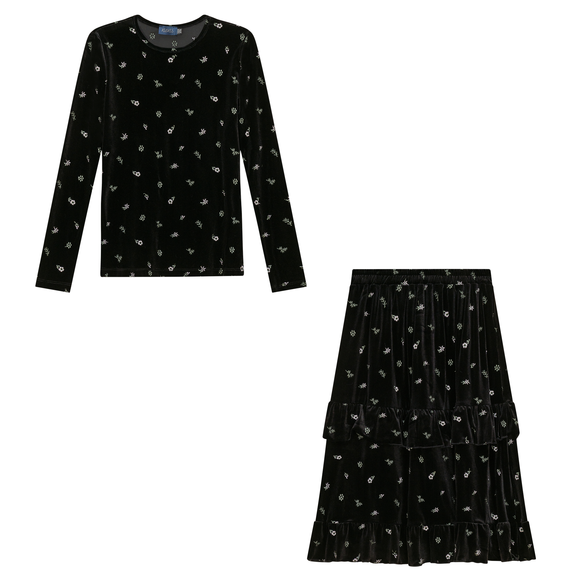 Floral Woven 2Pc Set in Black Floral by Noni