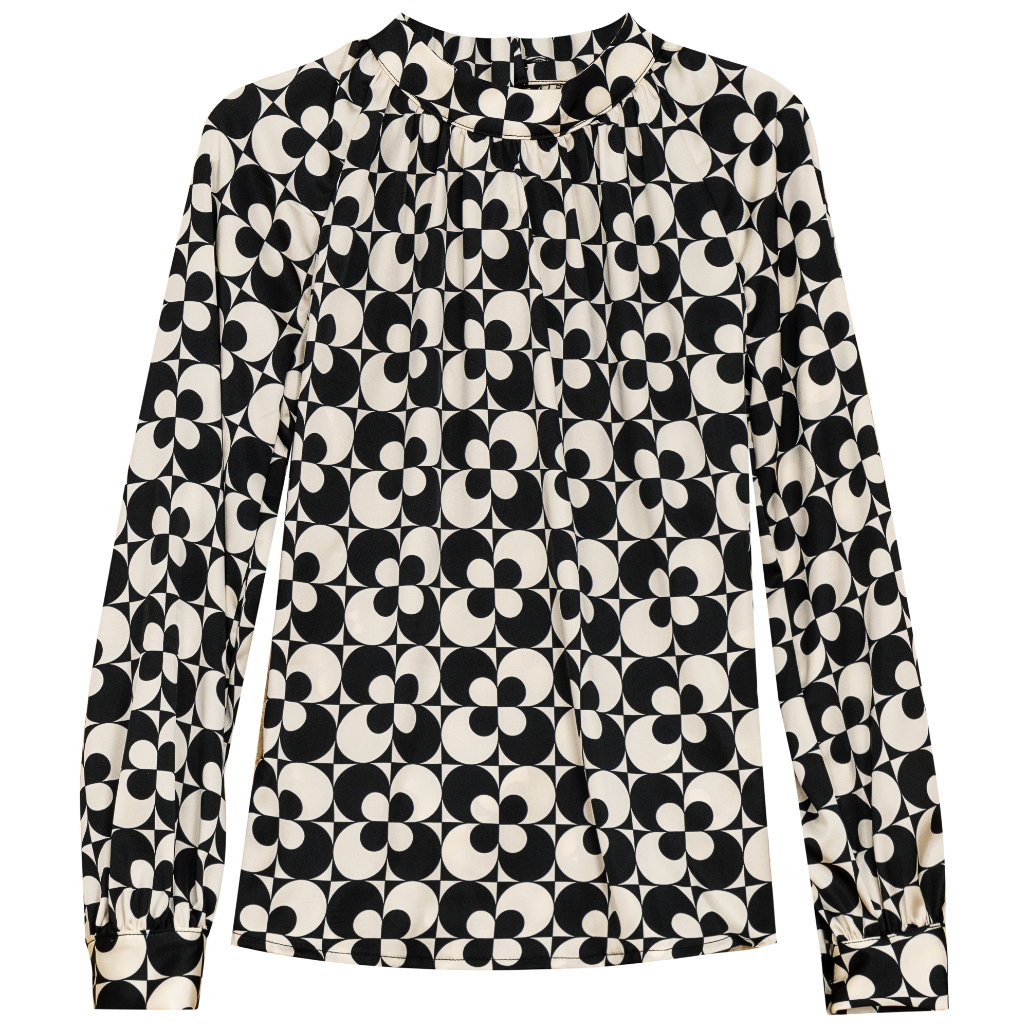 Button Down Top in Black-White by Noni