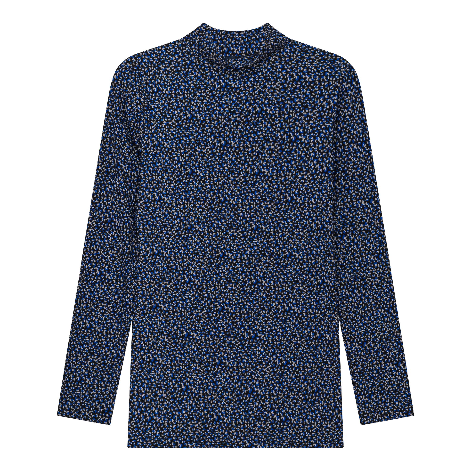 Floral Mock Neck Top in Blue Print by Noni