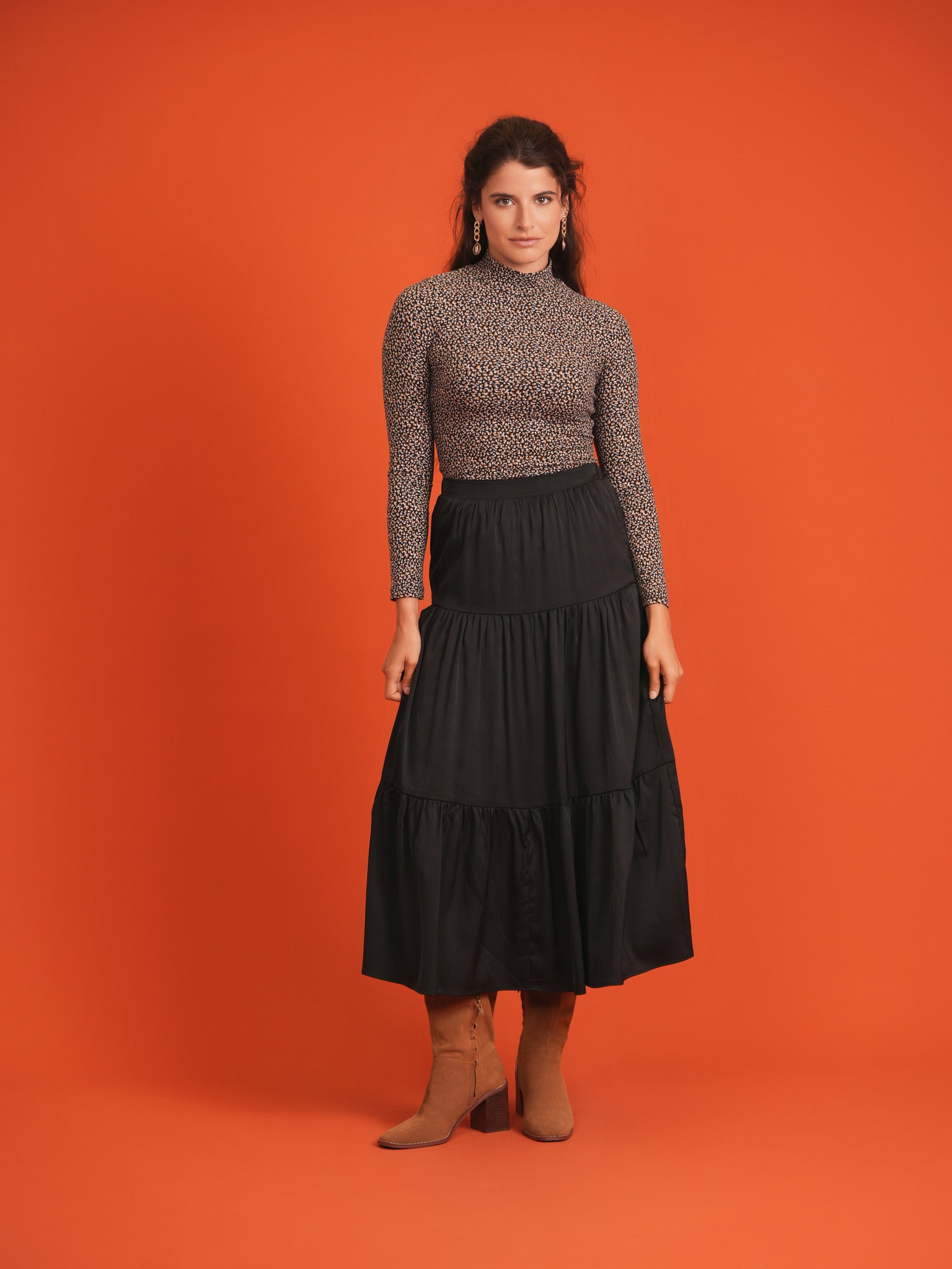 Floral Mock Neck Top in by Noni