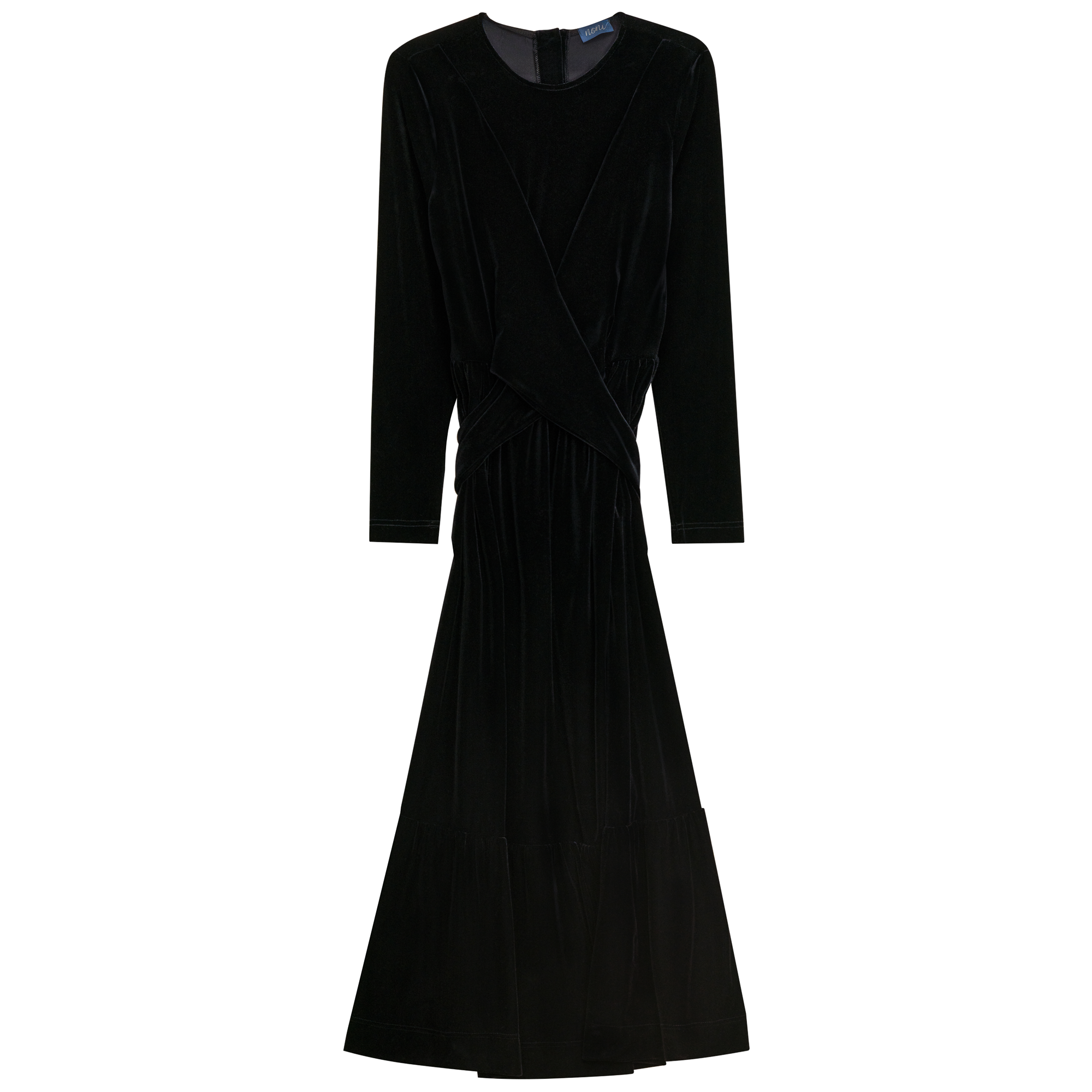 Velour Long Dress in Black Velour by Noni