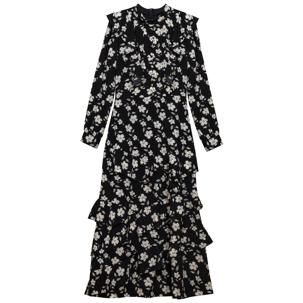Woven Floral Printed Dress in Black Floral by Noni