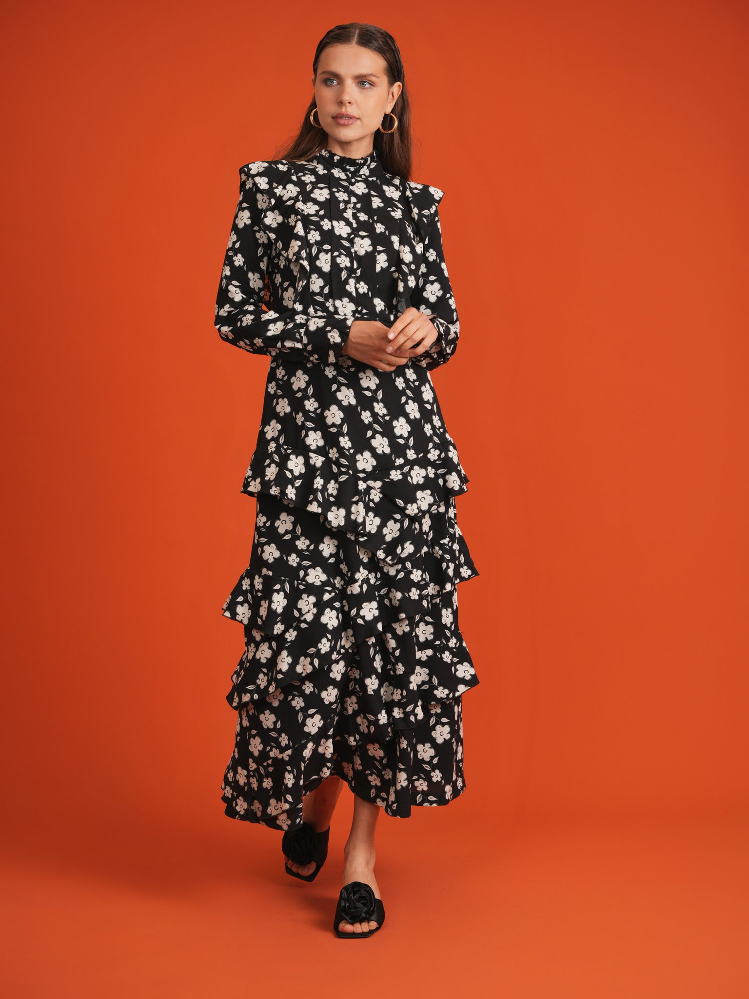 Woven Floral Printed Dress in by Noni