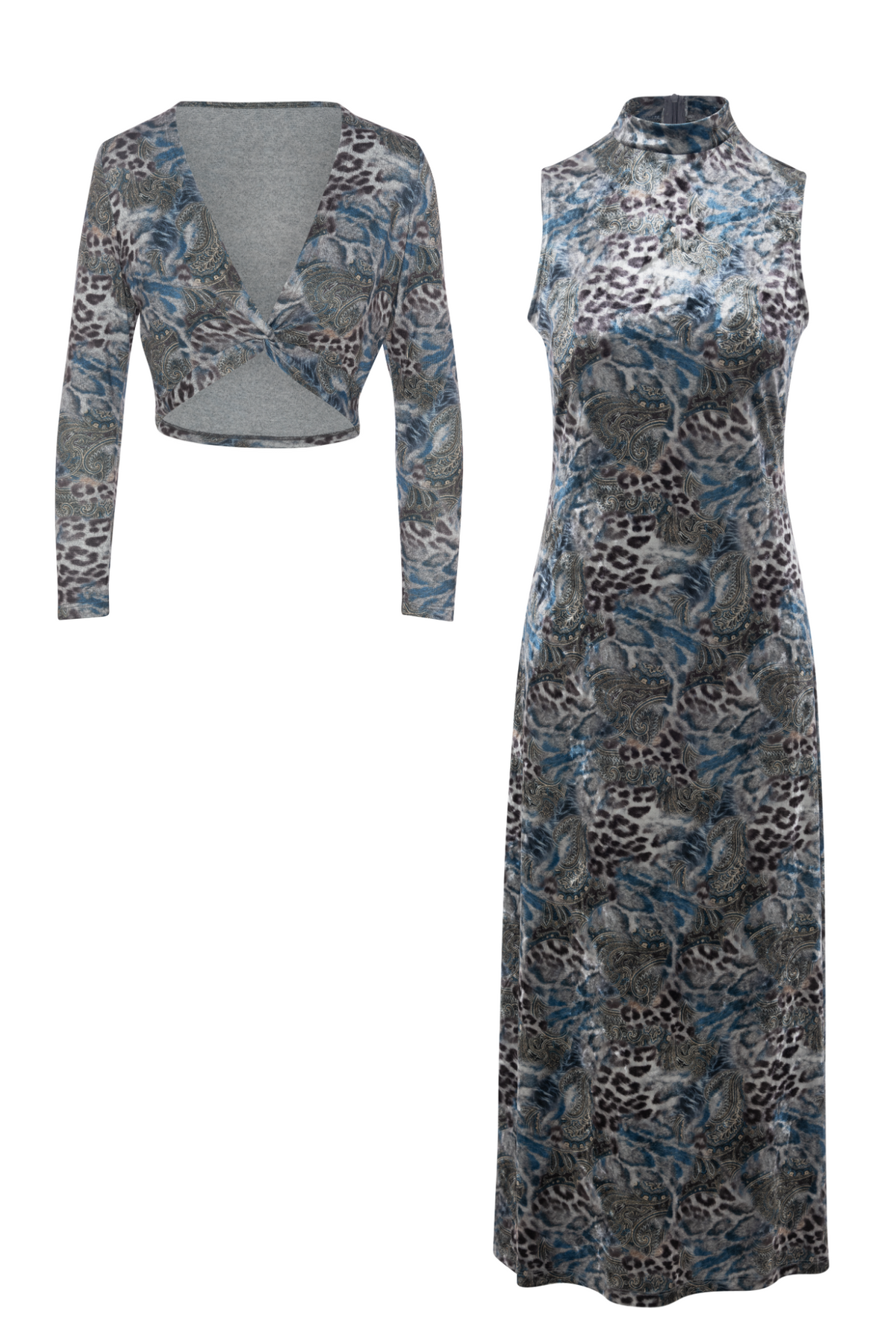 Printed Jumper Set in Blue Print by A C + Co