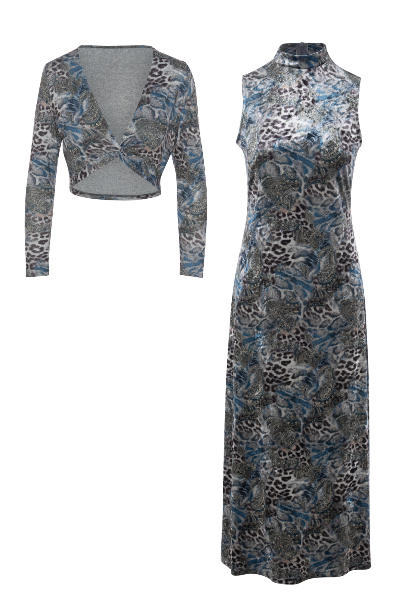 Printed Jumper Set in Blue Print by A C + Co