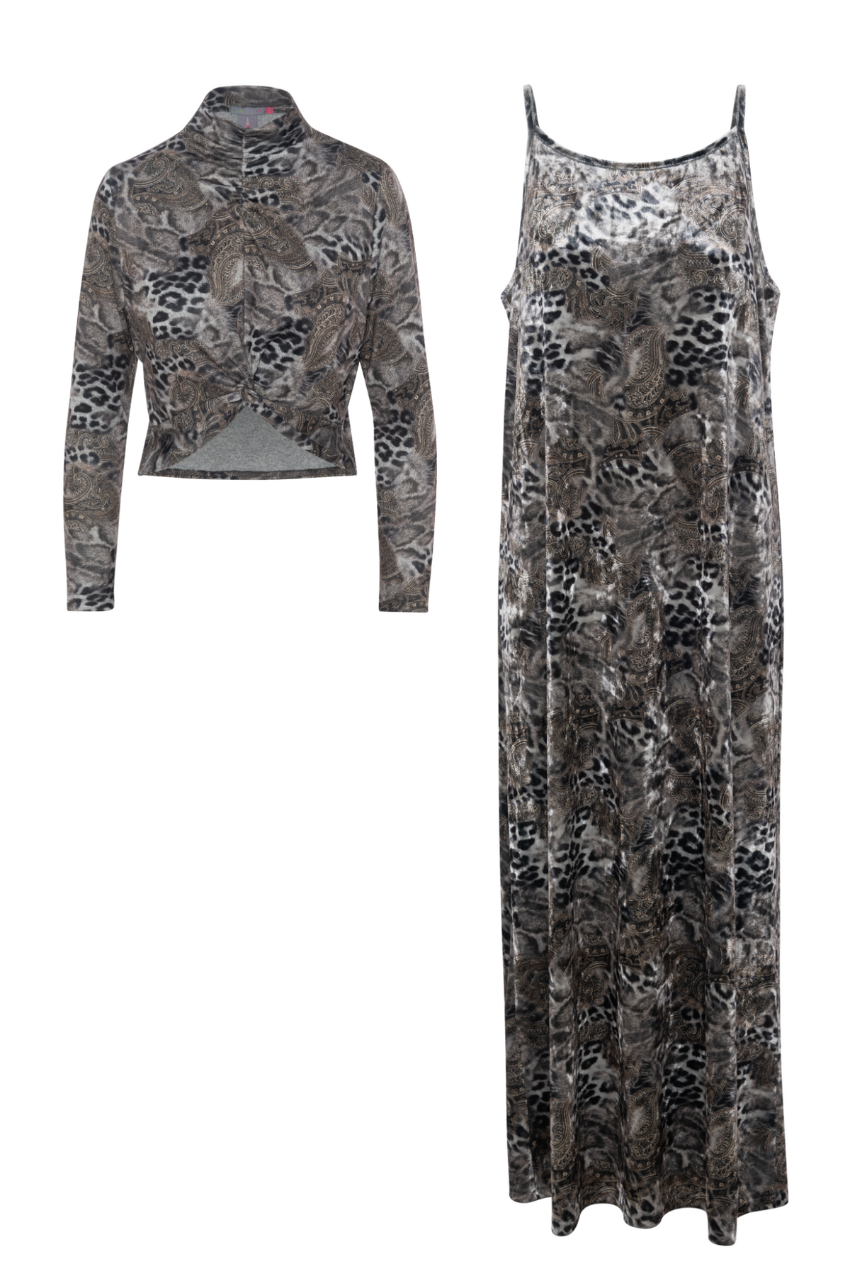Printed Jumper Set in Grey Print by Cavalier