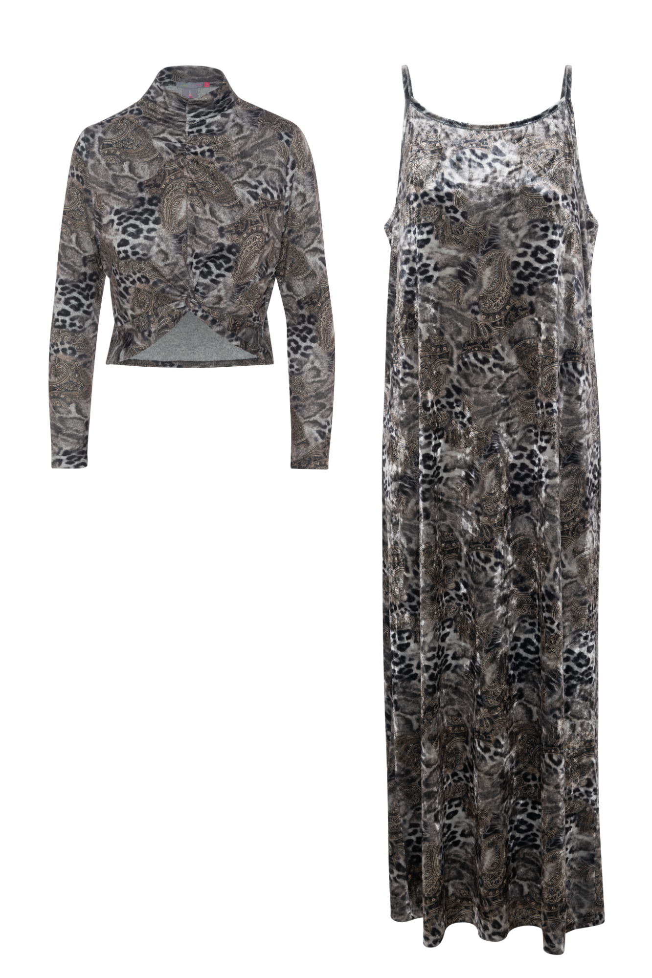 Printed Jumper Set in Grey Print by Cavalier