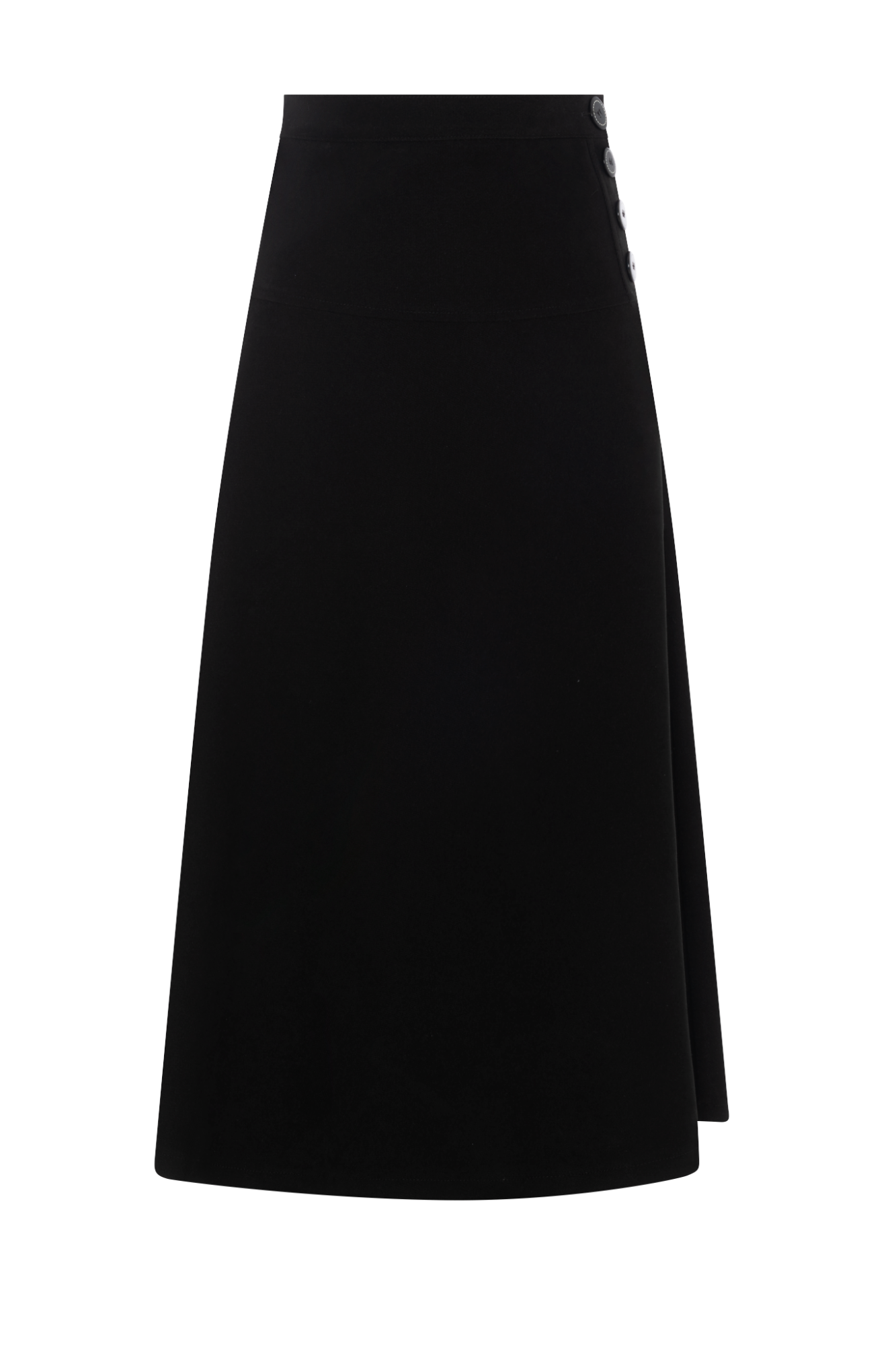 Midi Button Skirt in Black by Blue Moon