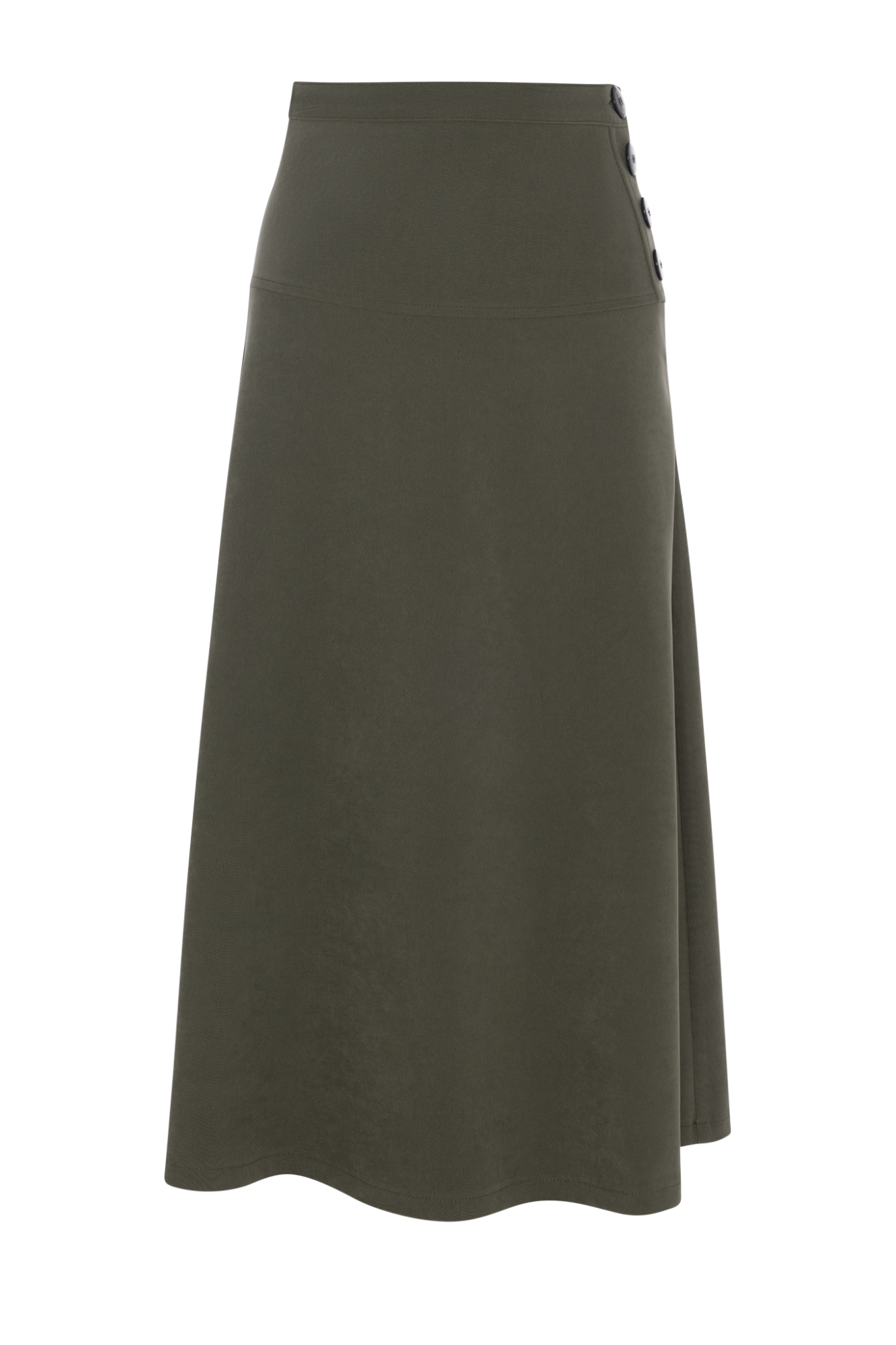 Midi Button Skirt in Olive by Blue Moon