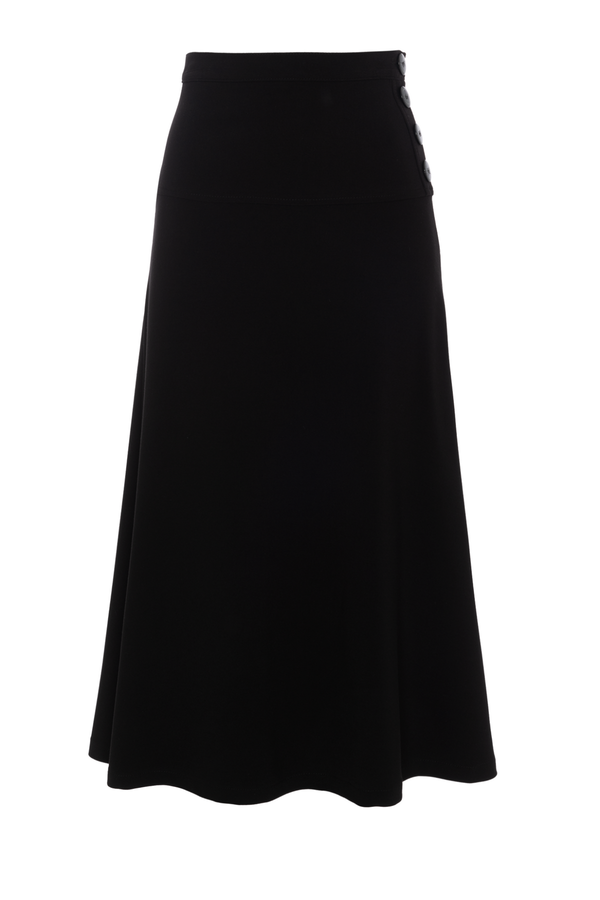 Side Button Midi Skirt in Black by Blue Moon