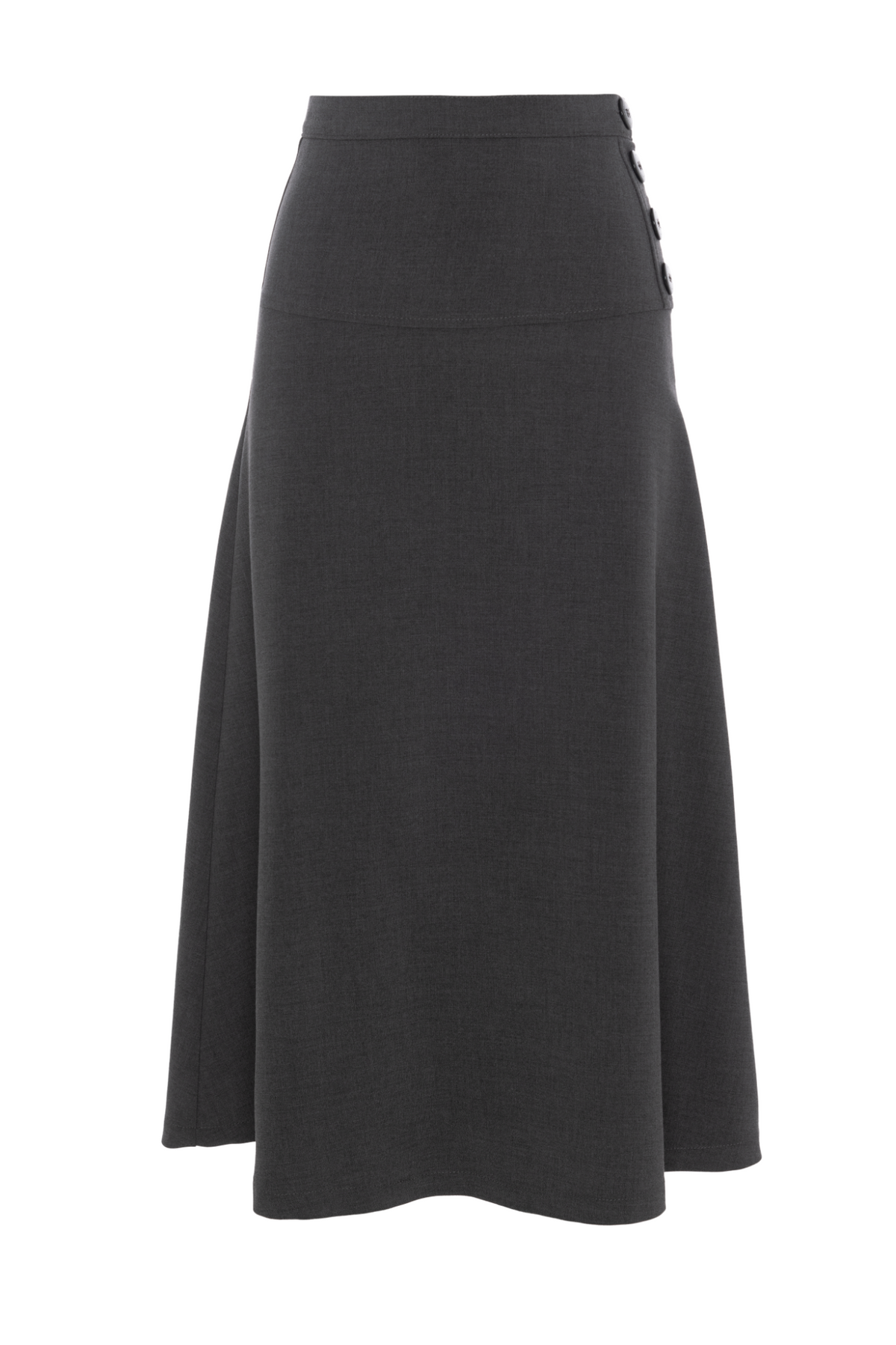 Side Button Midi Skirt in Charcoal by Blue Moon