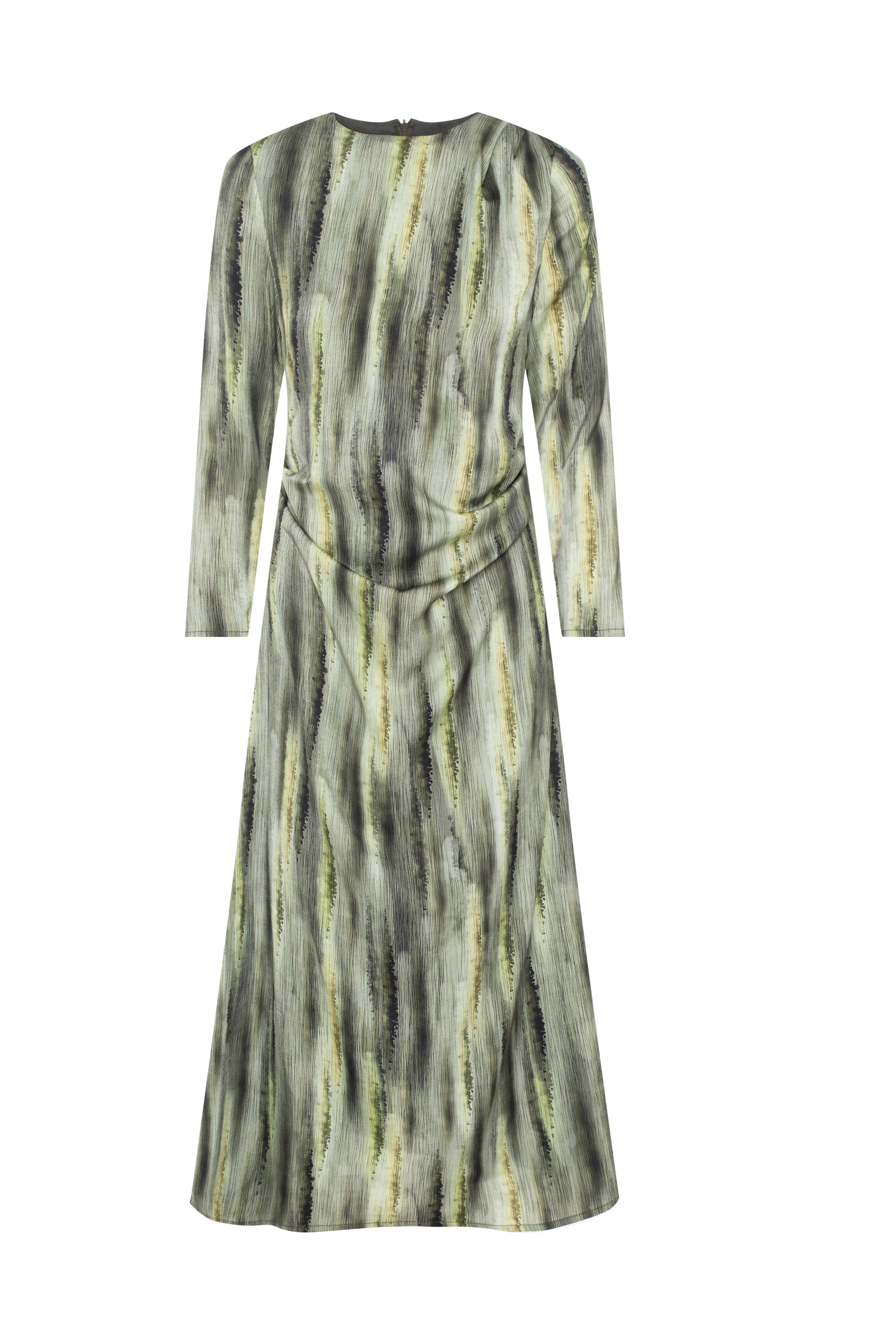 Midi Shirring Dress in Olive by The Alley