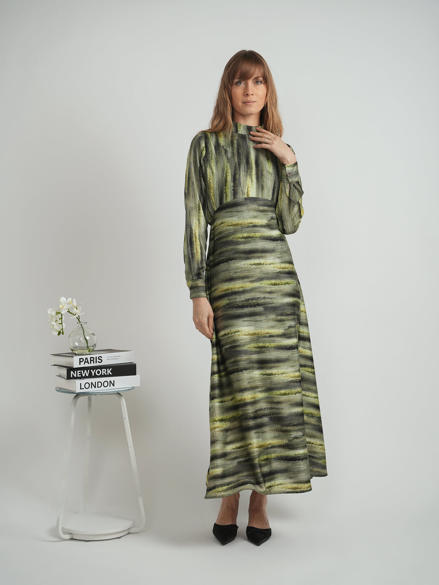 Midi Shirring Dress in by The Alley